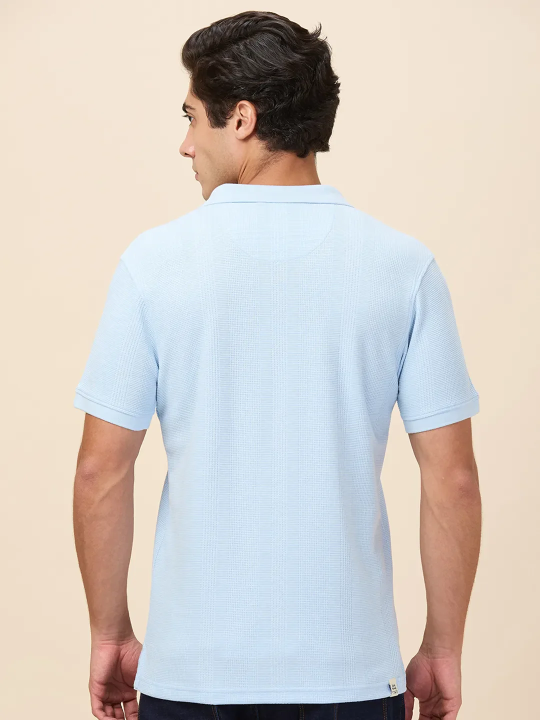 Sky Blue Regular Fit Men's Polo T-shirt by Being Human Clothing - Image 3