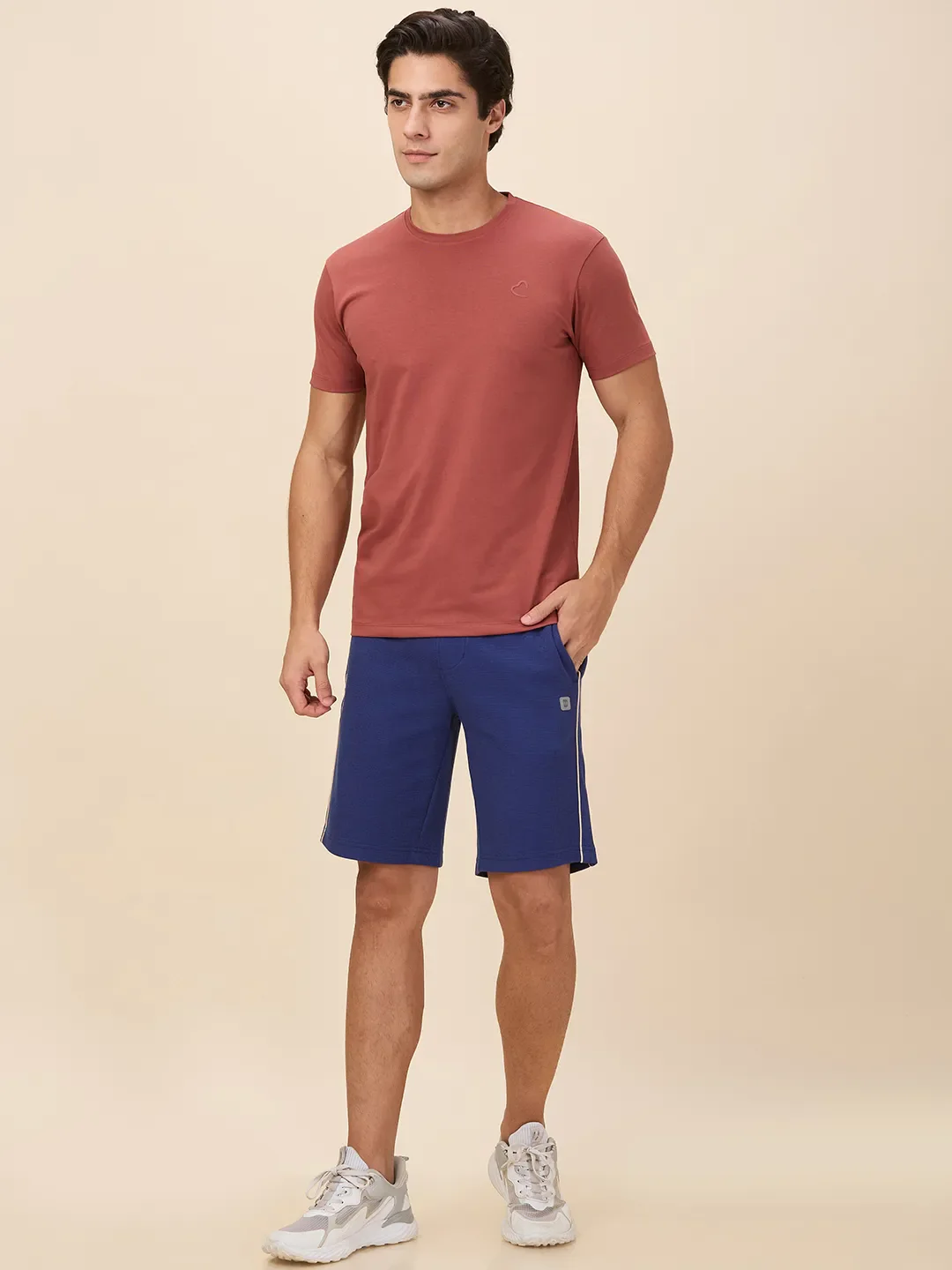 Navy Slim Fit Round Neck Men's T-Shirt by Being Human Clothing - Image 2