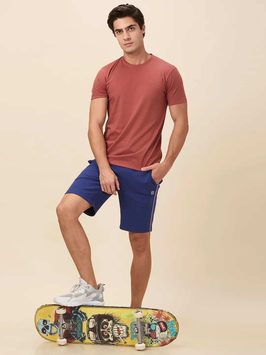 Navy Slim Fit Round Neck Men's T-Shirt by Being Human Clothing - Image 6