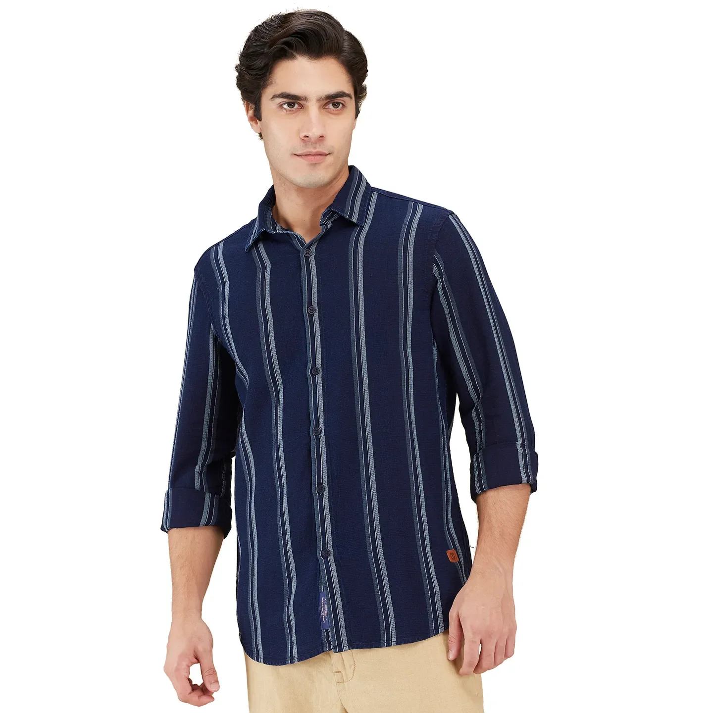 Navy Regular Fit Regular Collar Men's Shirt by Being Human Clothing