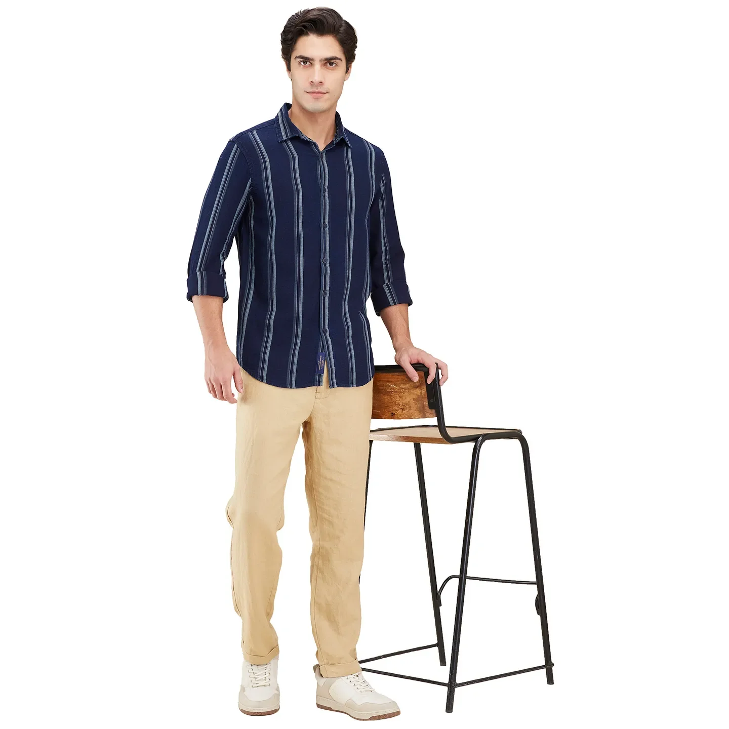 Navy Regular Fit Regular Collar Men's Shirt by Being Human Clothing - Image 6