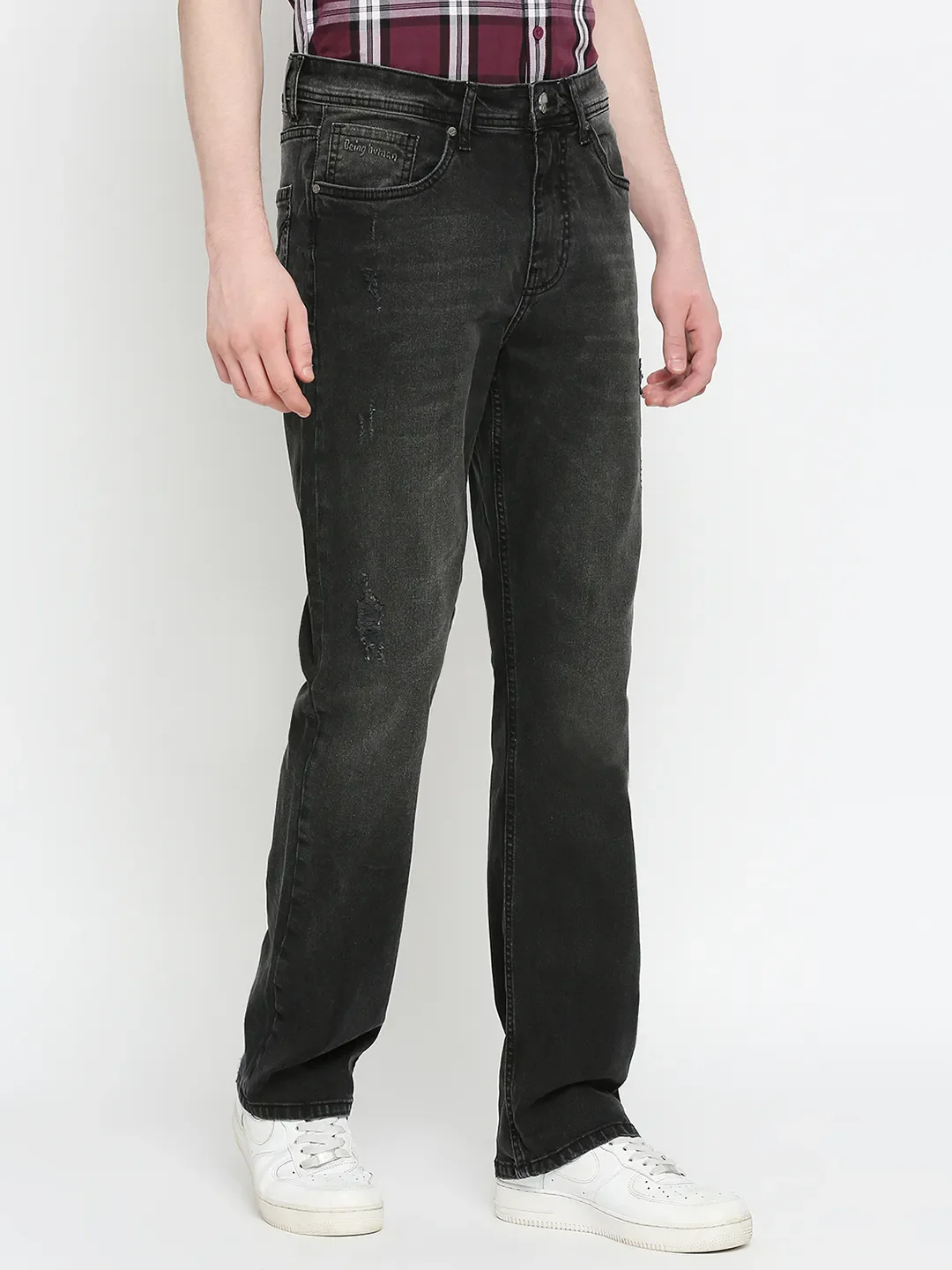 Black Boot Cut Fit Men's Denims by Being Human Clothing - Image 3