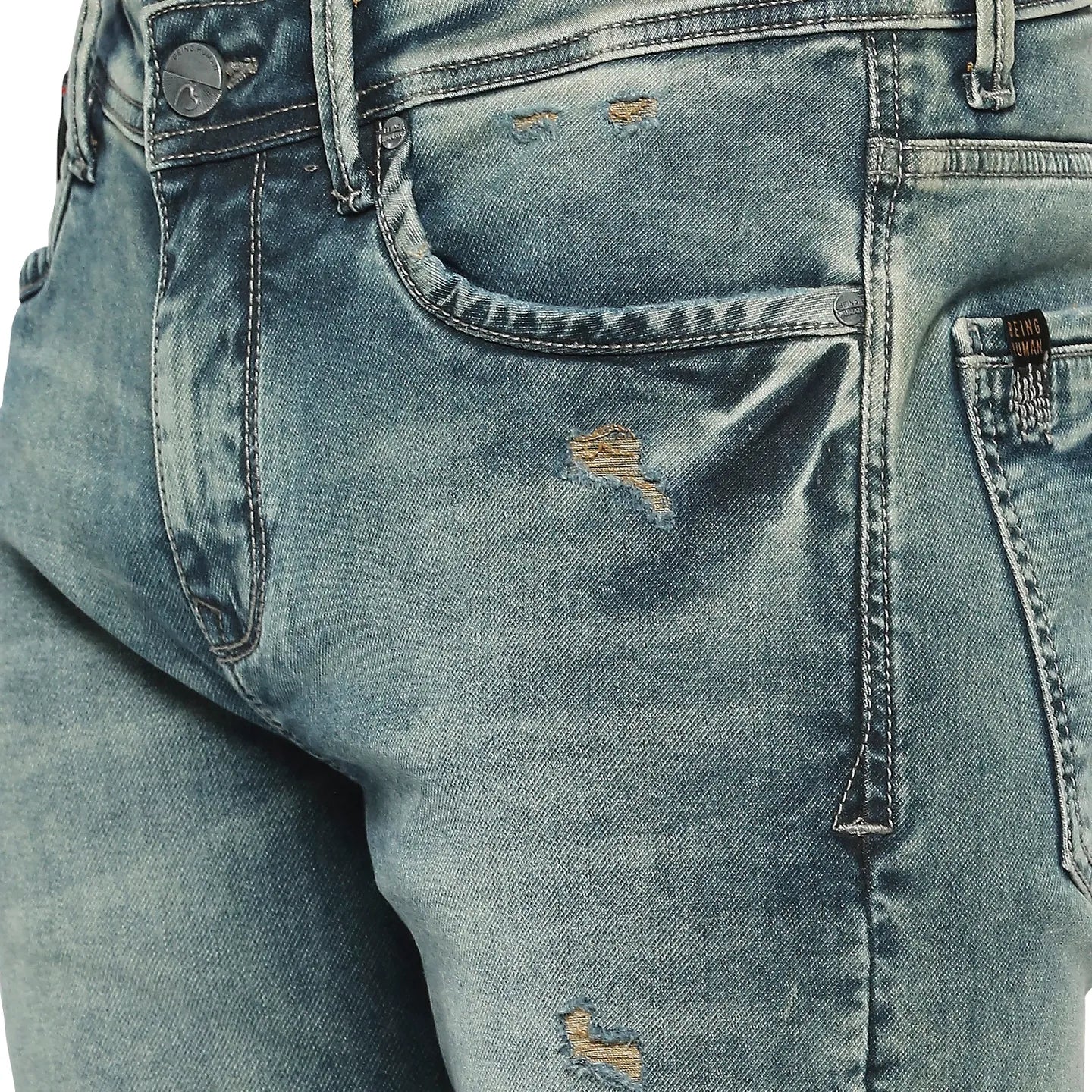 Blue Boot Cut Fit Men's Denims by Being Human Clothing - Image 5