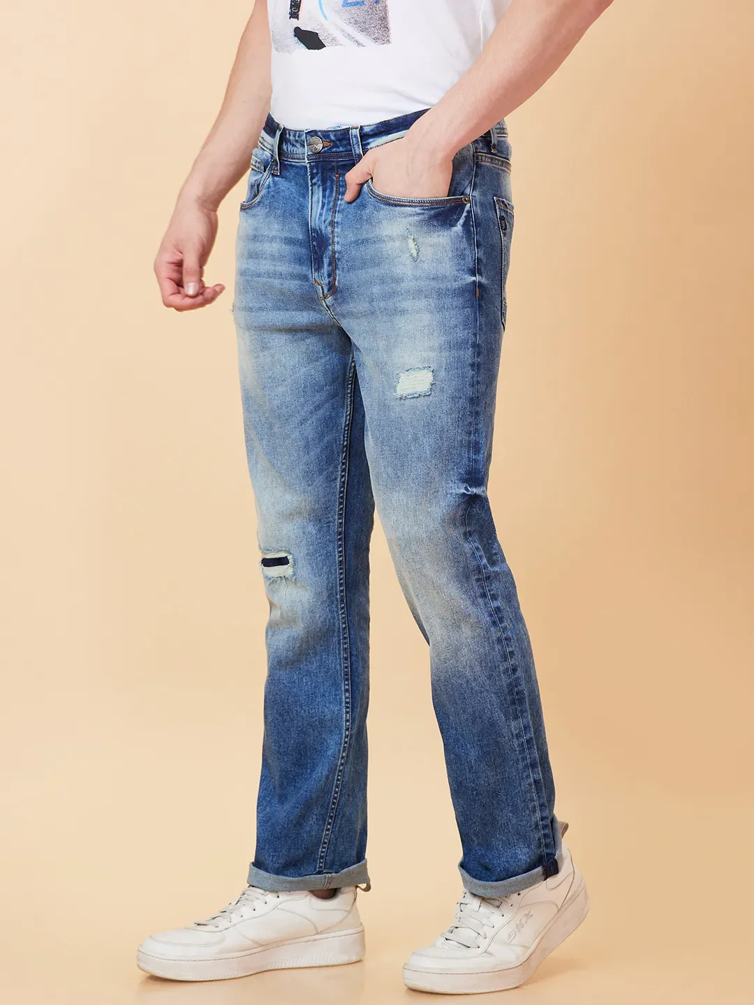 Blue Boot Cut Fit Men's Denims by Being Human Clothing - Image 4