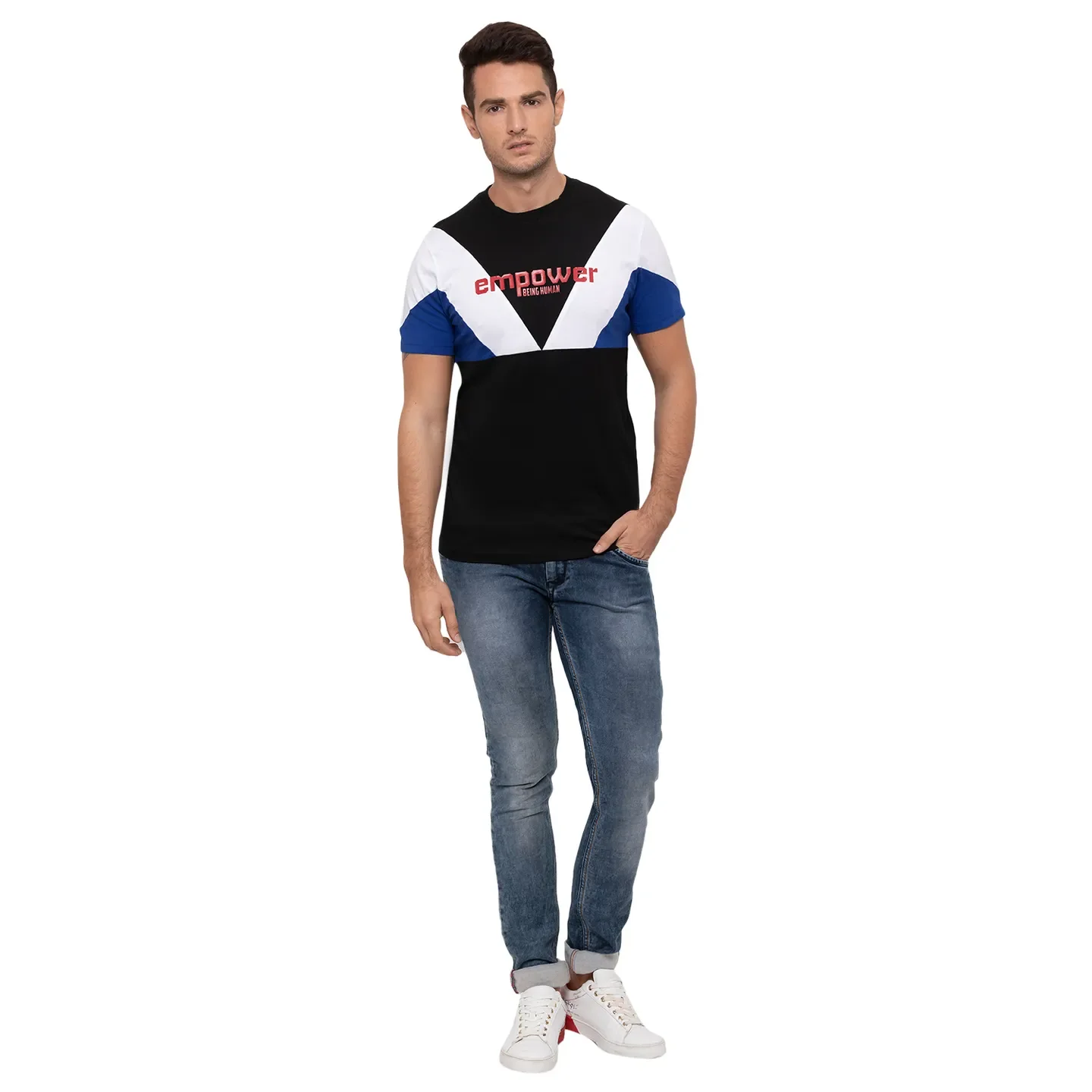 Black Boxy Over Sized Fit Round Neck Men's T-Shirt by Being Human Clothing - Image 5