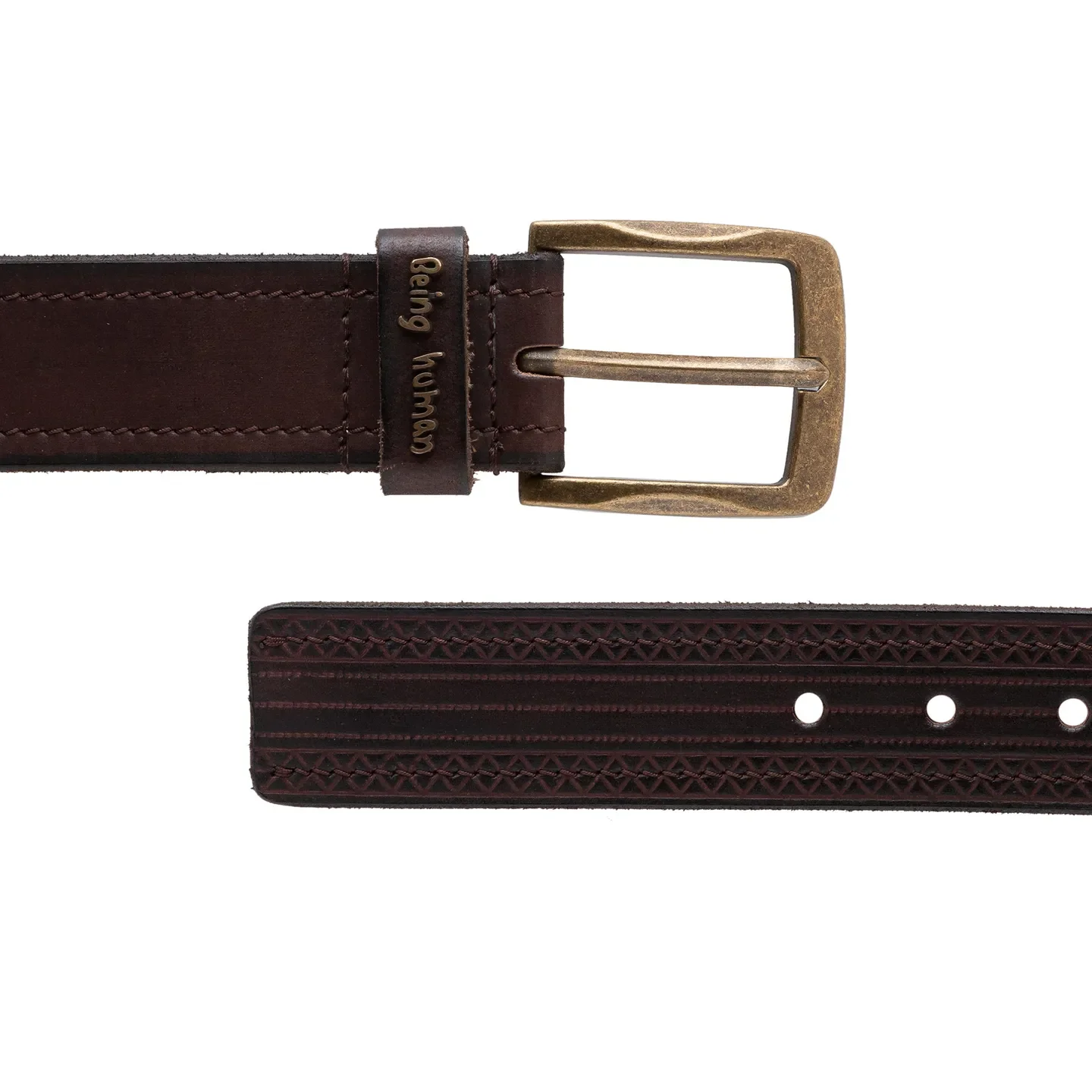 Brown Leather Men's Belt By Being Human Clothing - Image 3