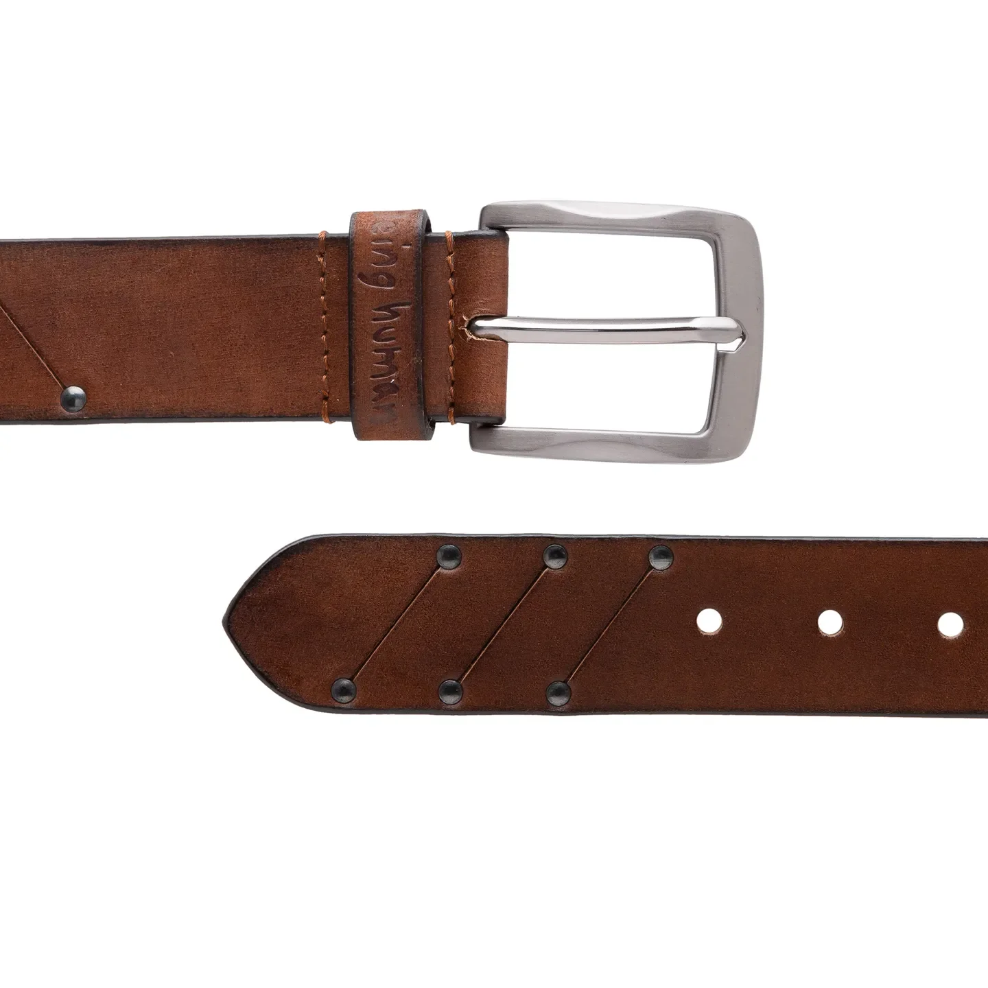 Brown Leather Men's Belt By Being Human Clothing - Image 3