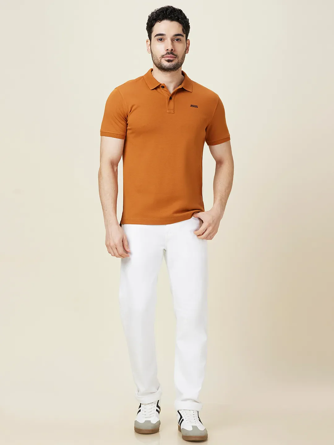 Rust Regular Fit Men's Polo T-shirt by Being Human Clothing - Image 2