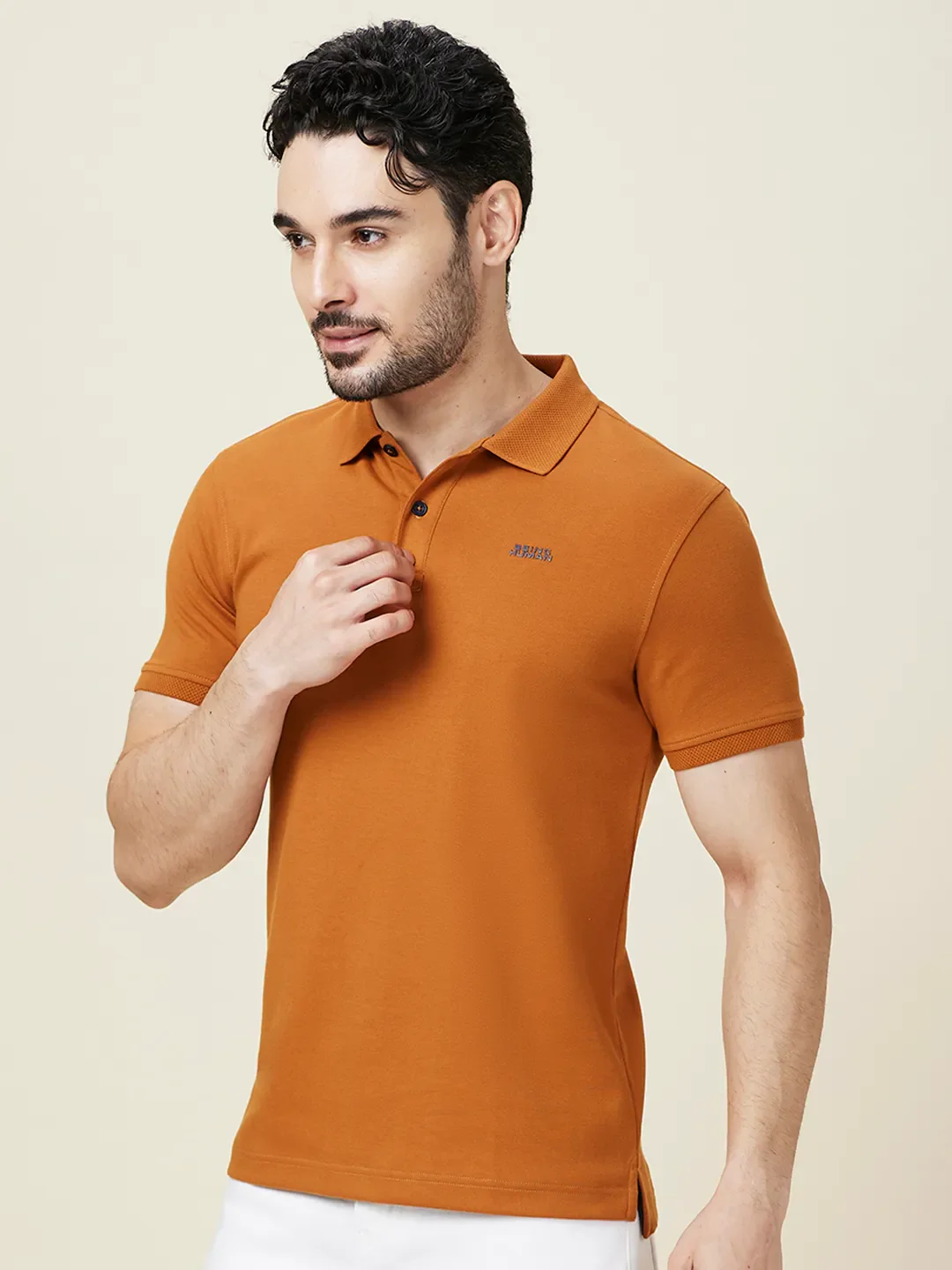 Rust Regular Fit Men's Polo T-shirt by Being Human Clothing - Image 4