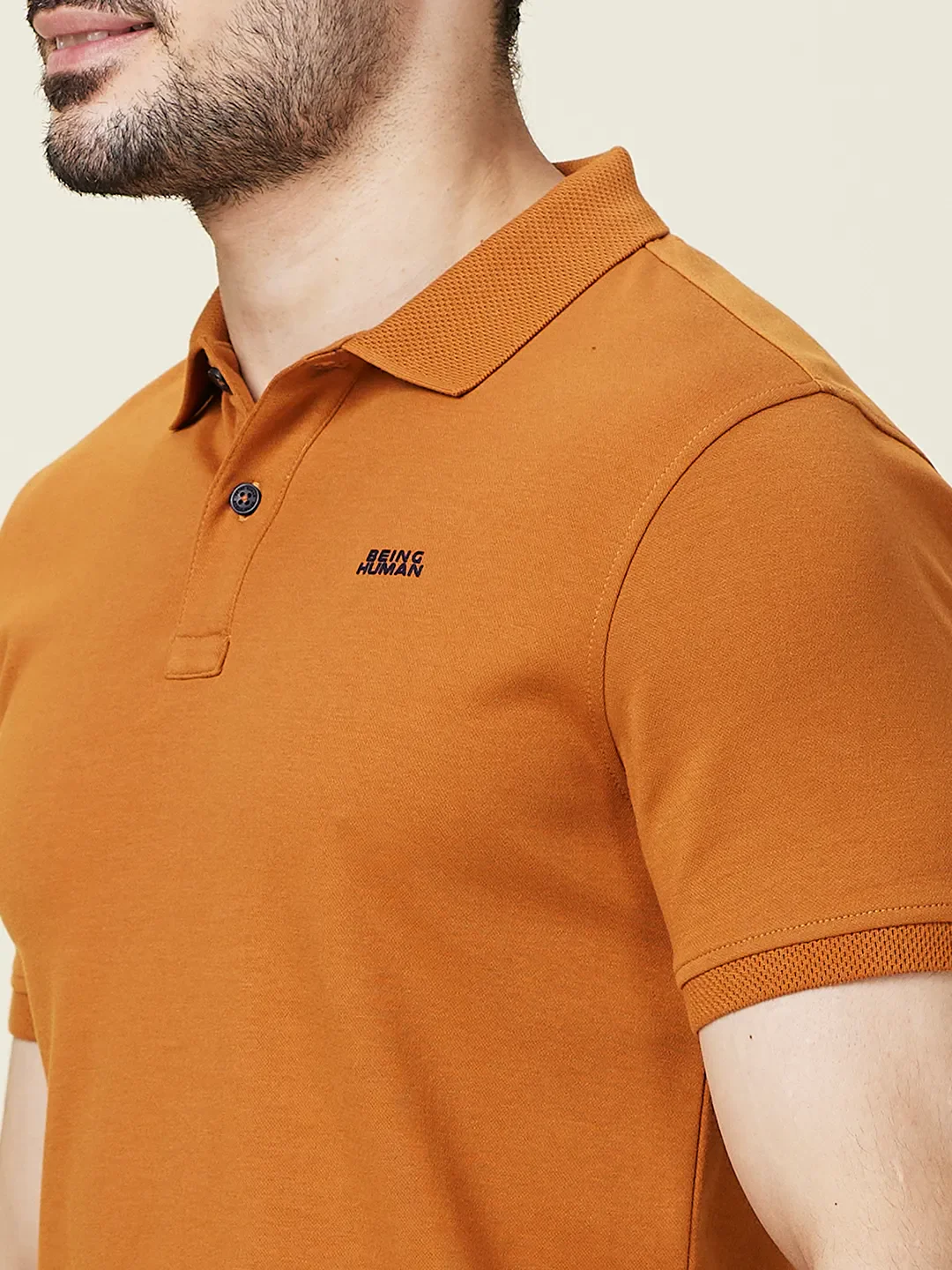 Rust Regular Fit Men's Polo T-shirt by Being Human Clothing - Image 5