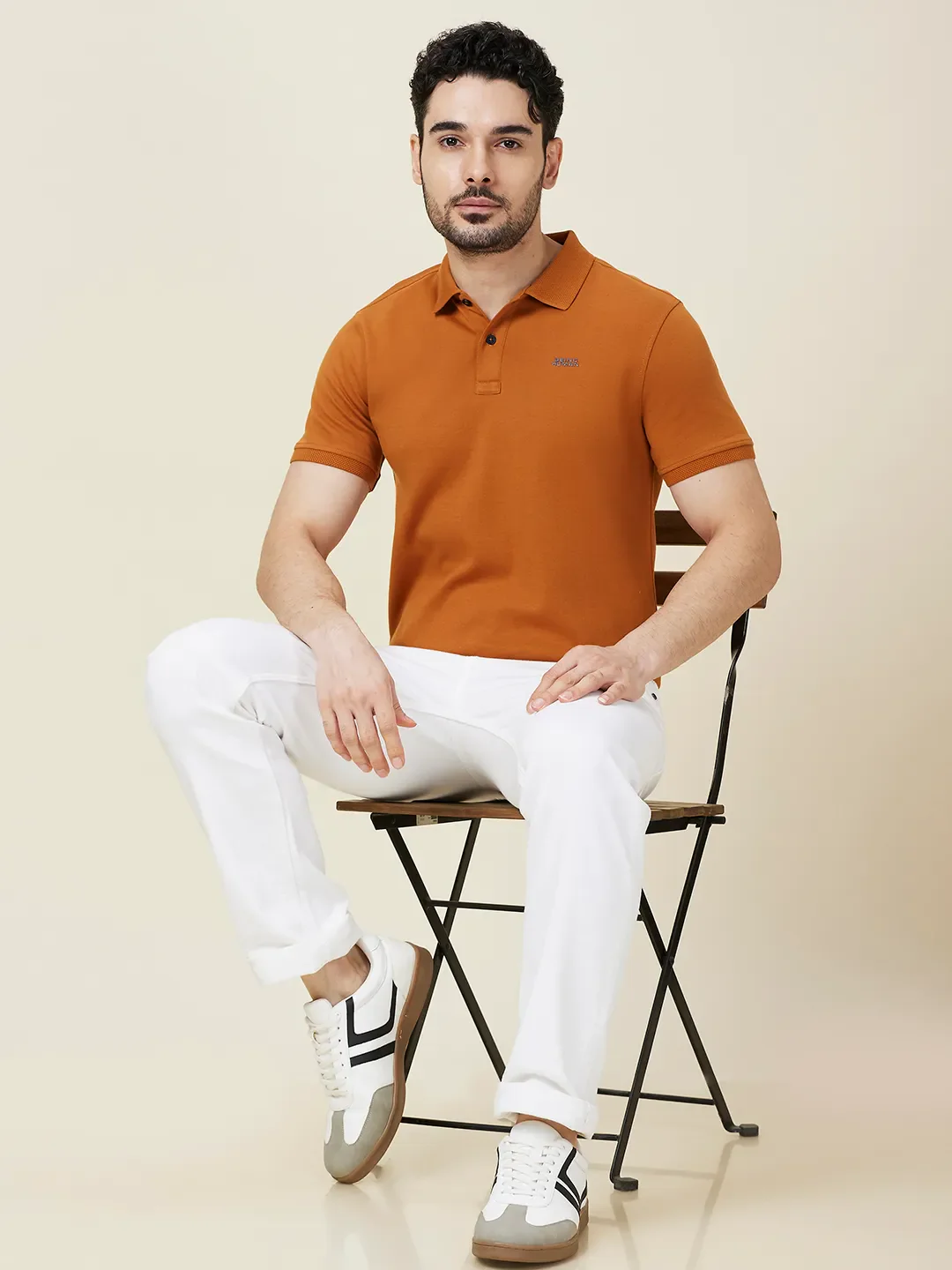 Rust Regular Fit Men's Polo T-shirt by Being Human Clothing - Image 6