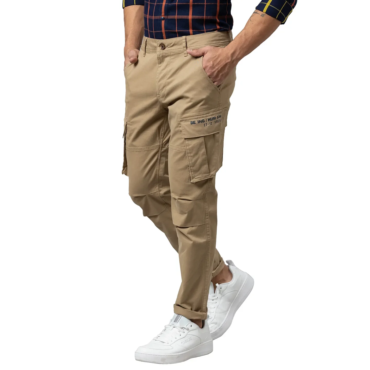 Beige Cargo fit Men's Chinos by Being Human Clothing - Image 4