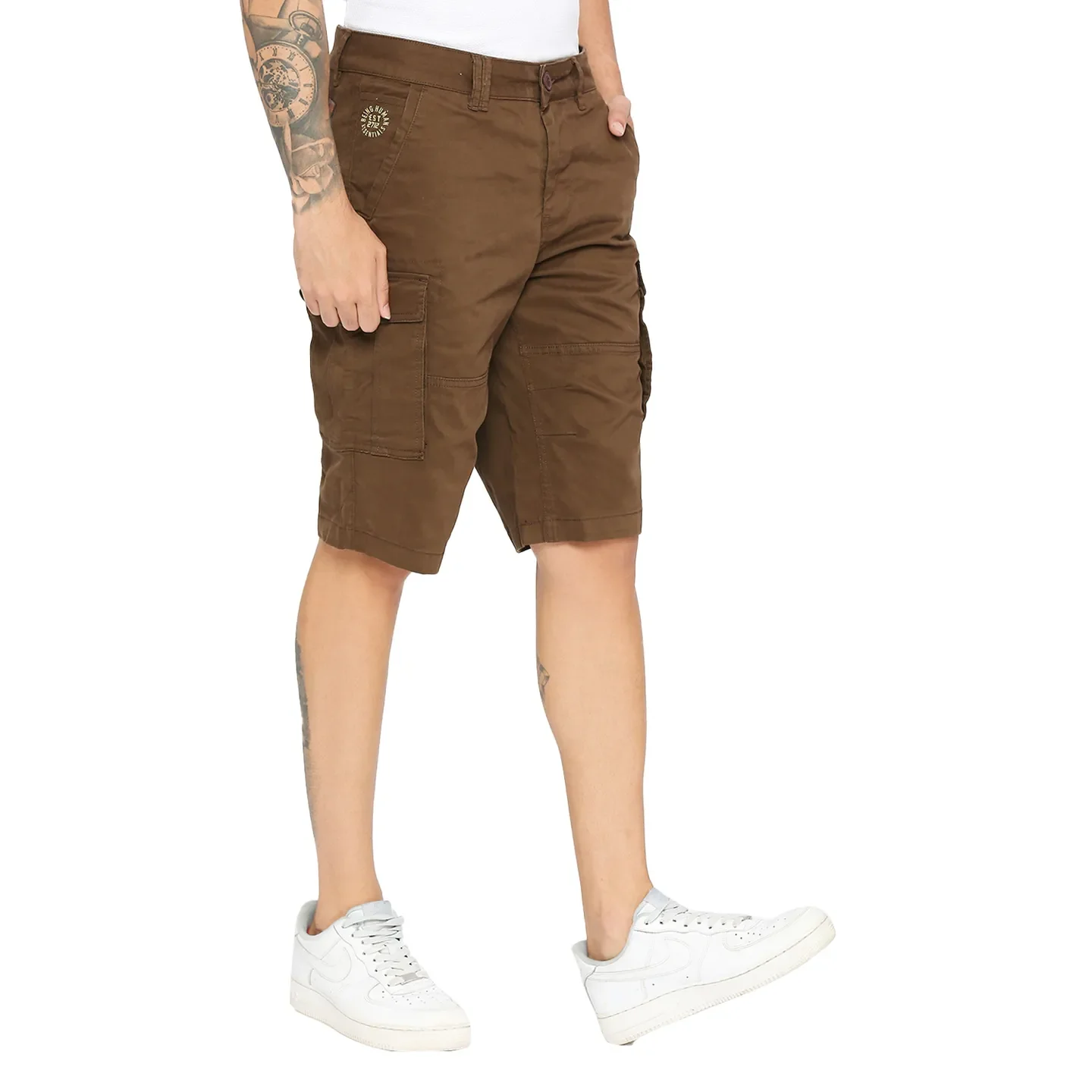 Brown Regular Fit Shorts For Men By Being Human Clothing - Image 3