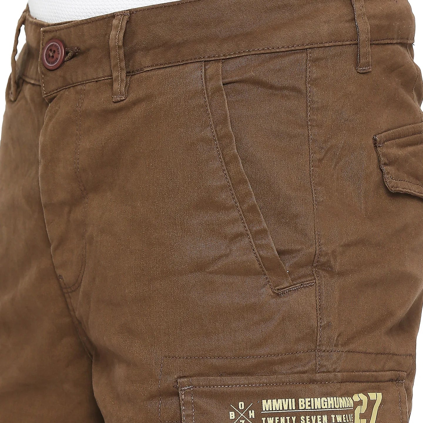Brown Regular Fit Shorts For Men By Being Human Clothing - Image 5