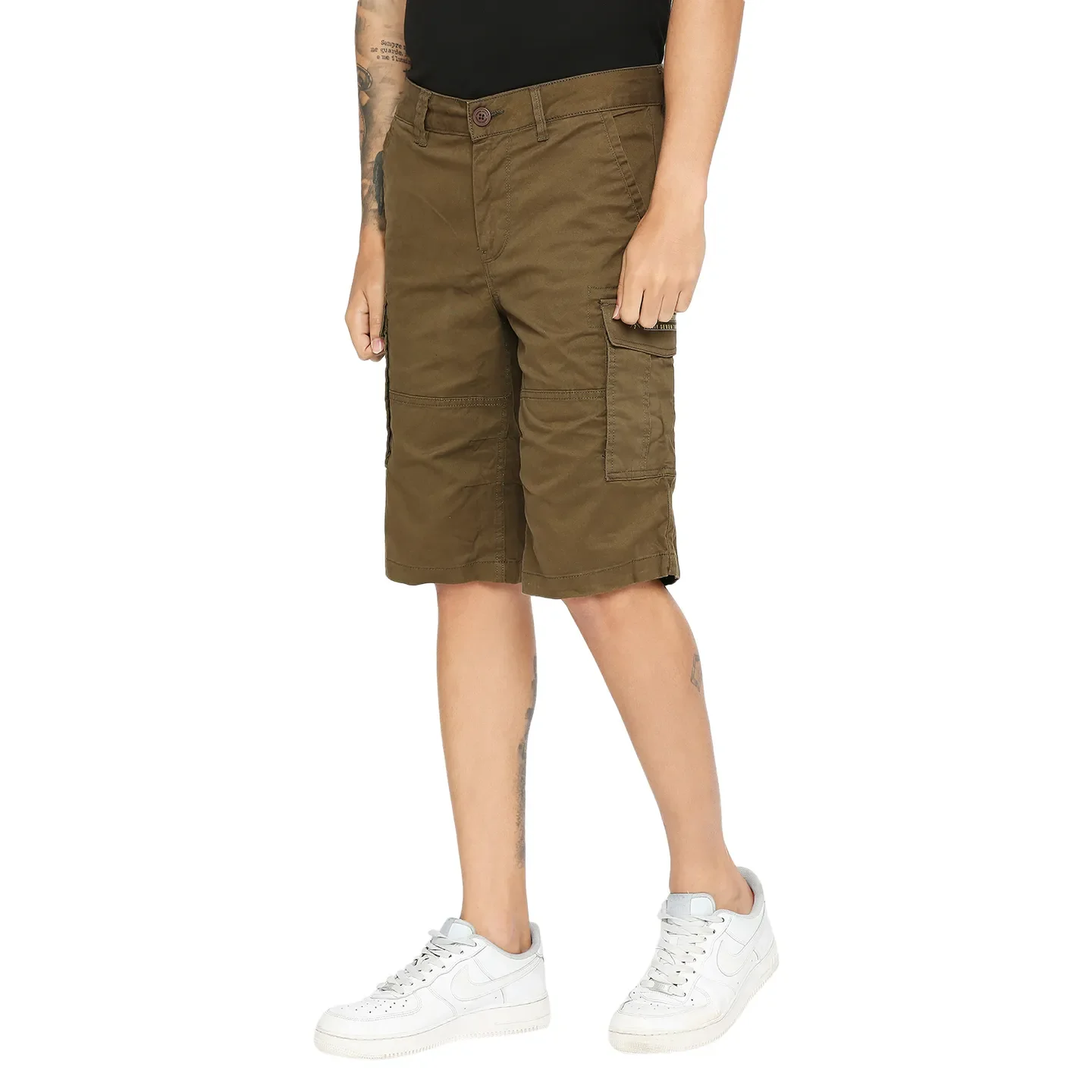 Green Regular Fit Shorts For Men By Being Human Clothing - Image 2