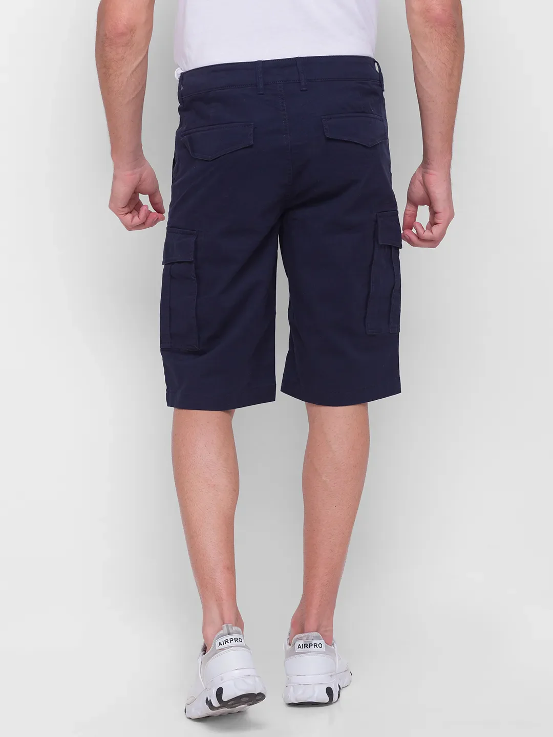 Navy Regular Fit Shorts For Men By Being Human Clothing - Image 2