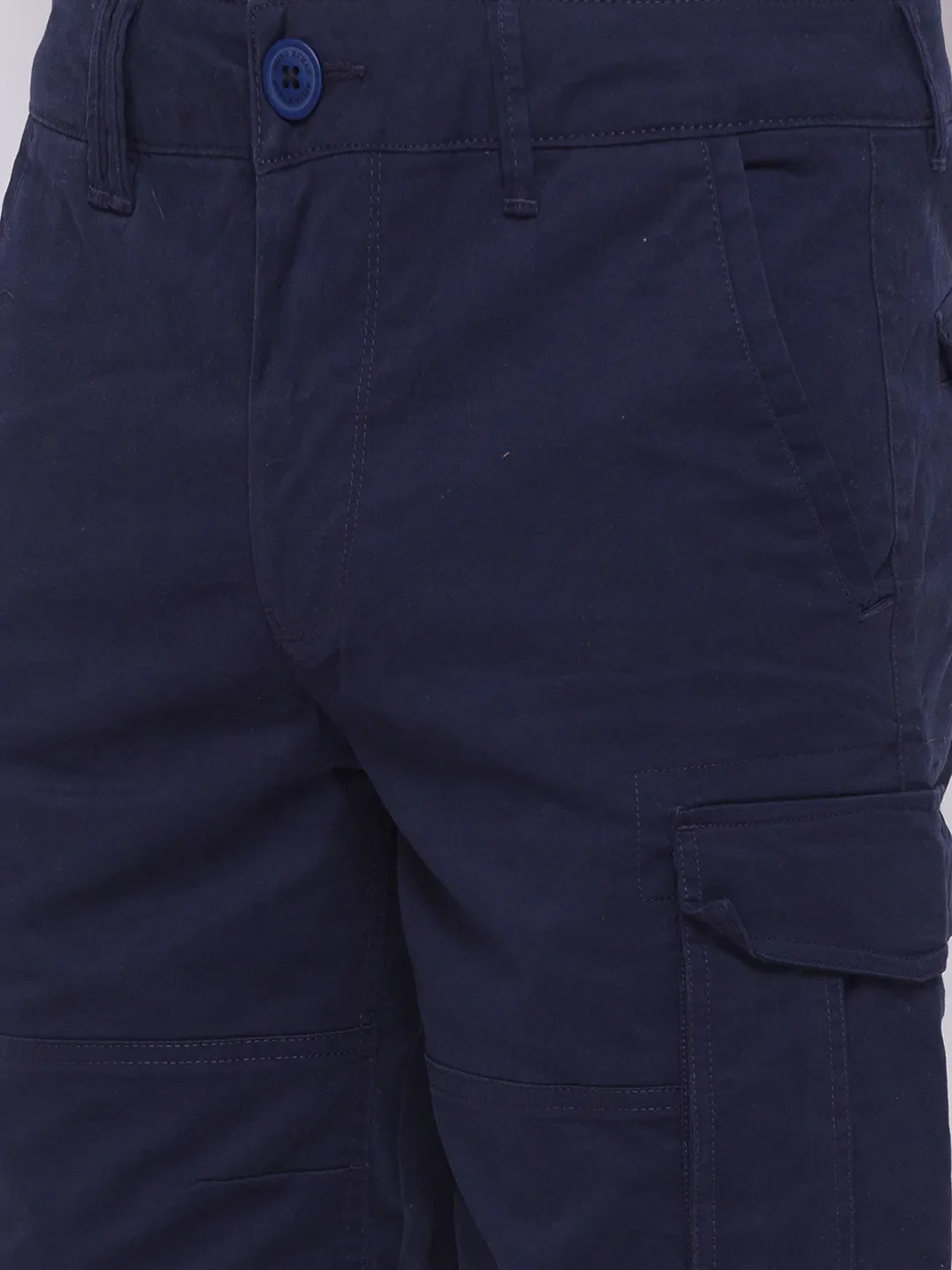 Navy Regular Fit Shorts For Men By Being Human Clothing - Image 4