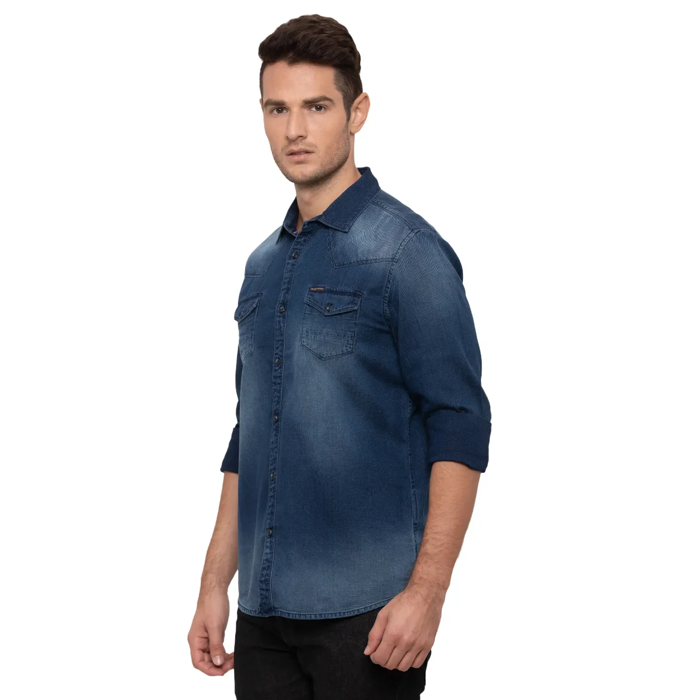Blue Comfort Fit Regular Collar Long Sleeves Men's Shirt by Being Human Clothing - Image 2