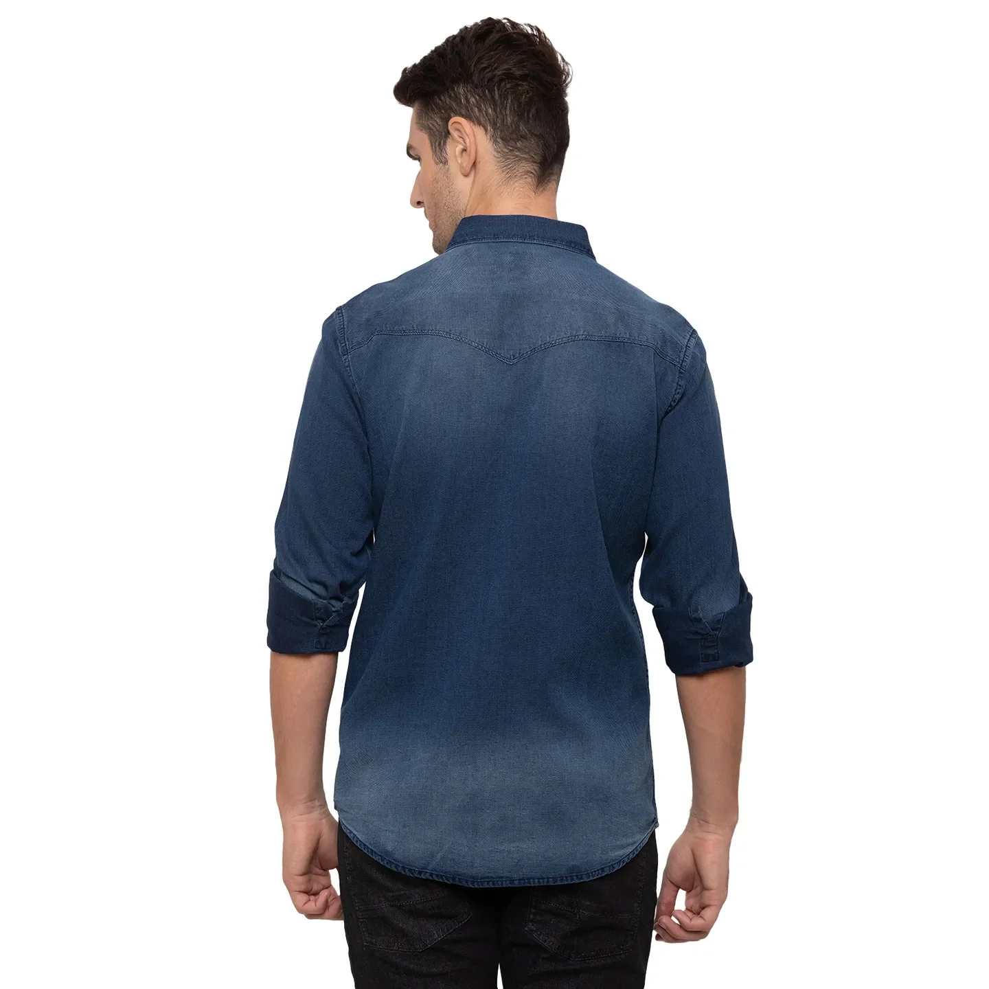 Blue Comfort Fit Regular Collar Long Sleeves Men's Shirt by Being Human Clothing - Image 3