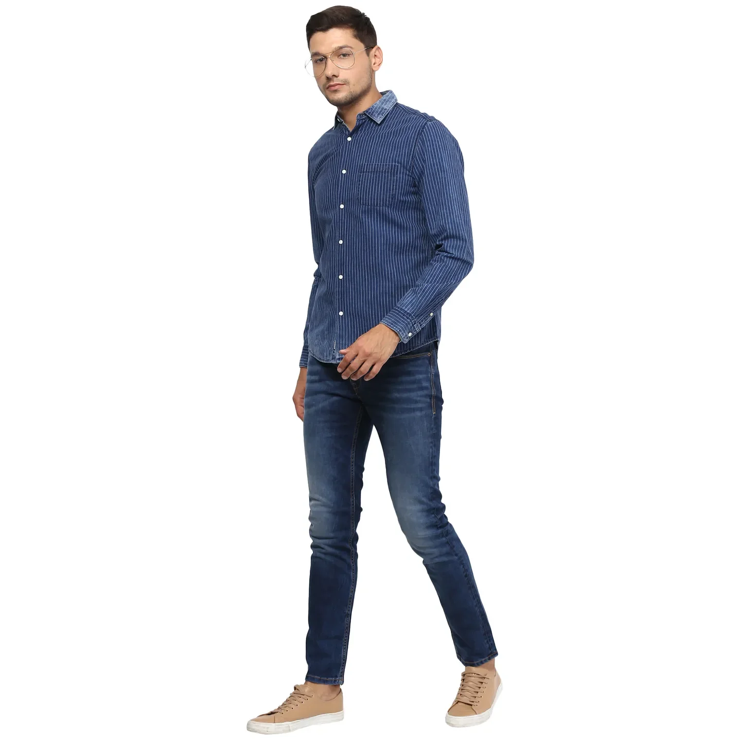 Indigo Regular Fit Regular Collar Long Sleeves Cotton Men's Shirt by Being Human Clothing - Image 2