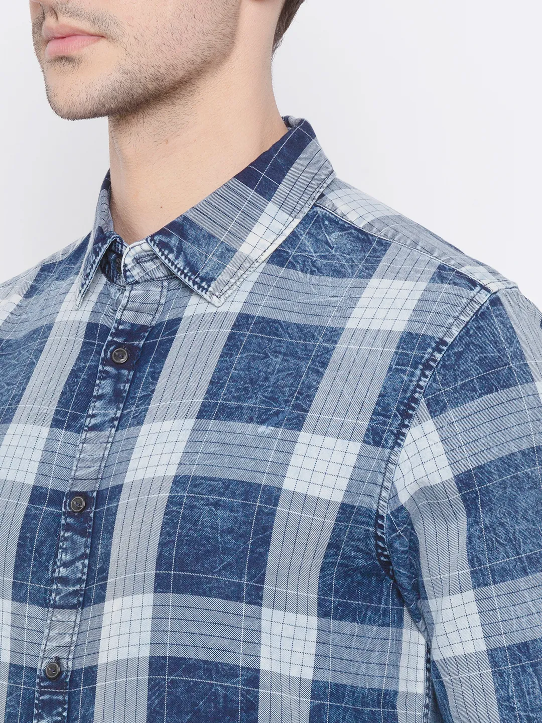Indigo Comfort Fit Regular Collar Long Sleeves Men's Shirt by Being Human Clothing - Image 4