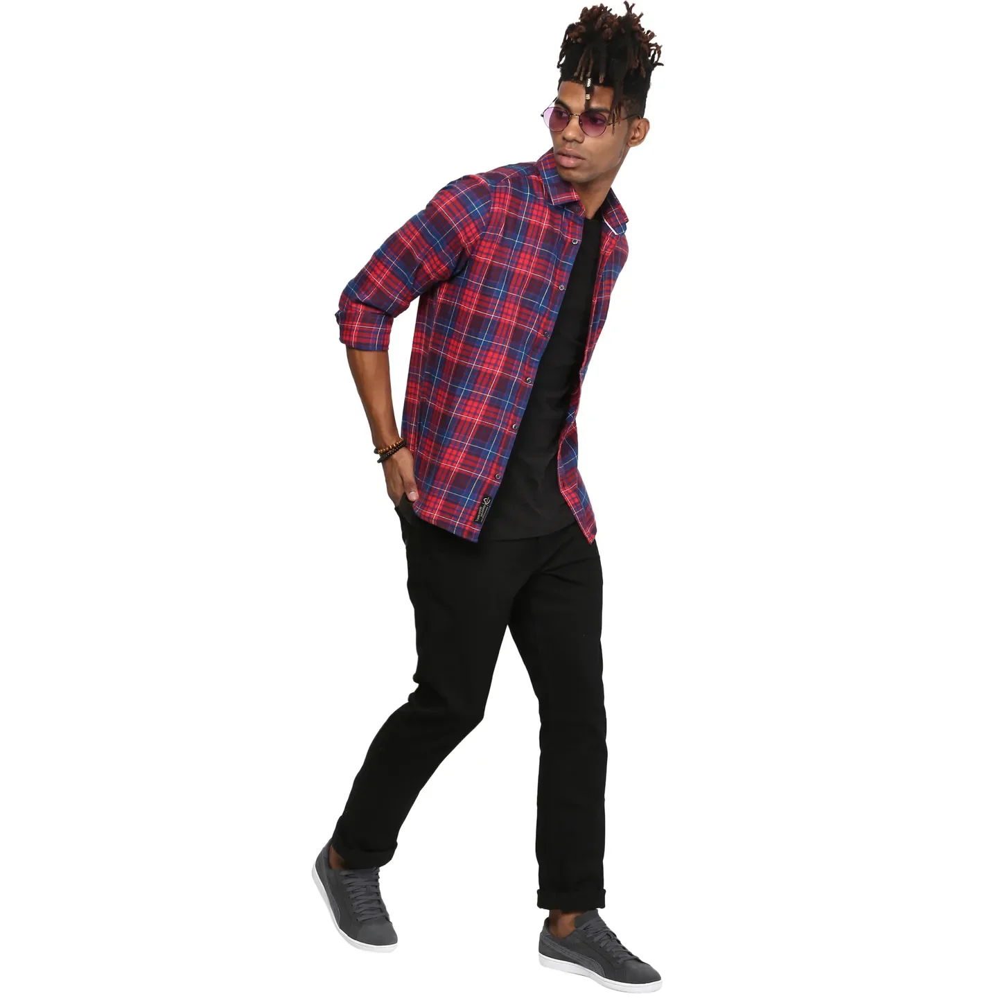 Red&Blue Comfort Fit Polo Neck Men's Shirt by Being Human Clothing - Image 5