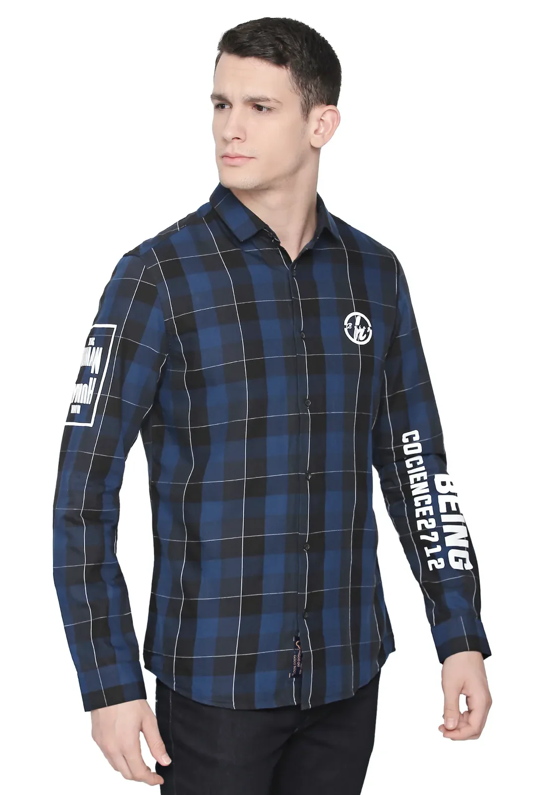 Blue Comfort Fit Regular Collar Long Sleeves Men's Shirt by Being Human Clothing - Image 2