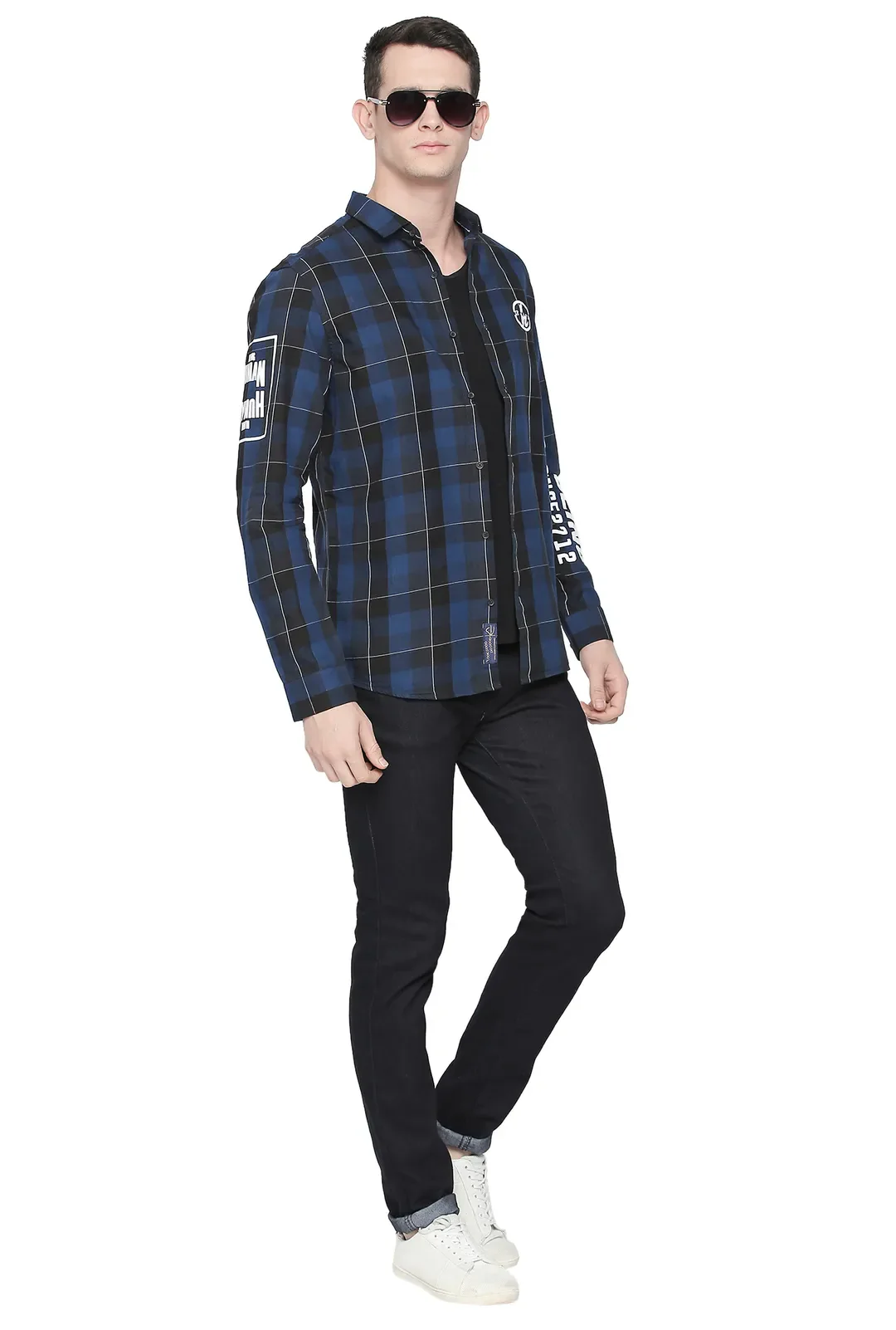 Blue Comfort Fit Regular Collar Long Sleeves Men's Shirt by Being Human Clothing - Image 5