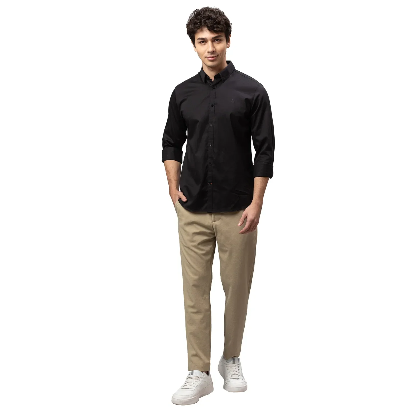 Beige Cropped Fit Men's Chinos by Being Human Clothing - Image 2