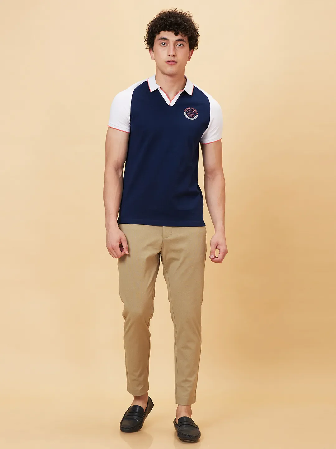 Beige Cropped Fit Men's Chinos by Being Human Clothing - Image 2