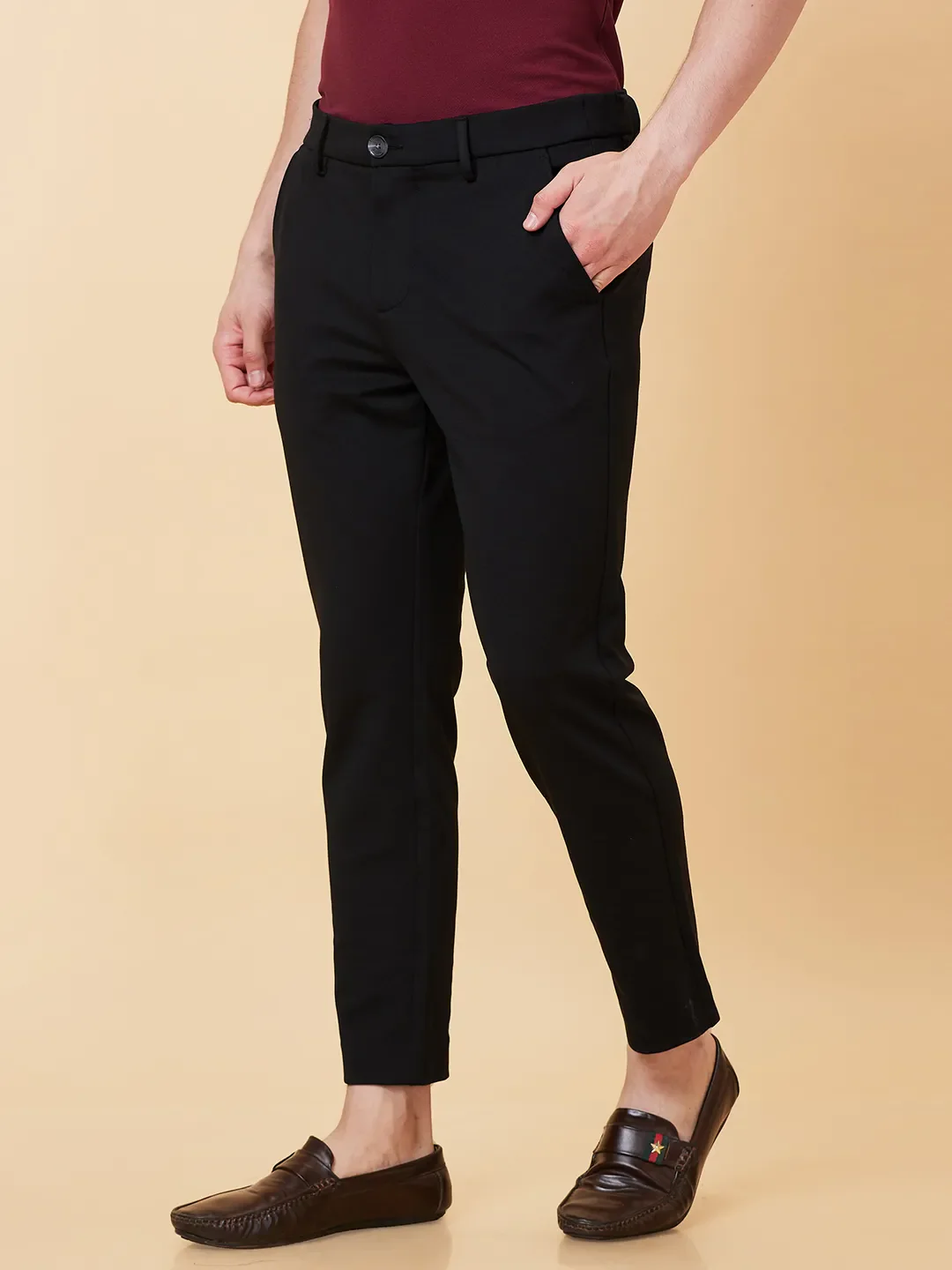 Black Cropped Fit Men's Chinos by Being Human Clothing - Image 3