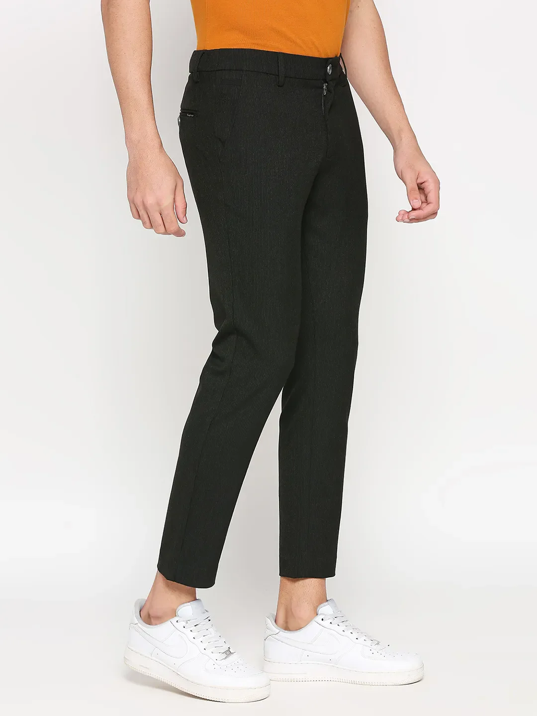 Black Cropped Fit Men's Chinos by Being Human Clothing - Image 3