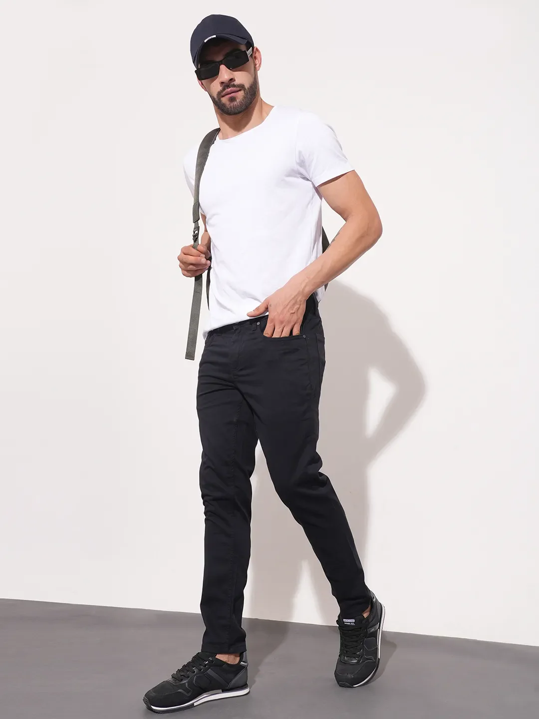 Black Cropped Fit Chinos For Men By Being Human Clothing - Image 2