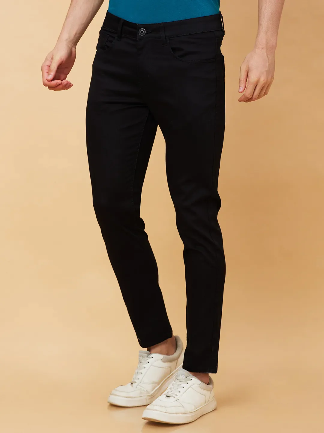 Black Cropped Fit Men's Chinos by Being Human Clothing - Image 3