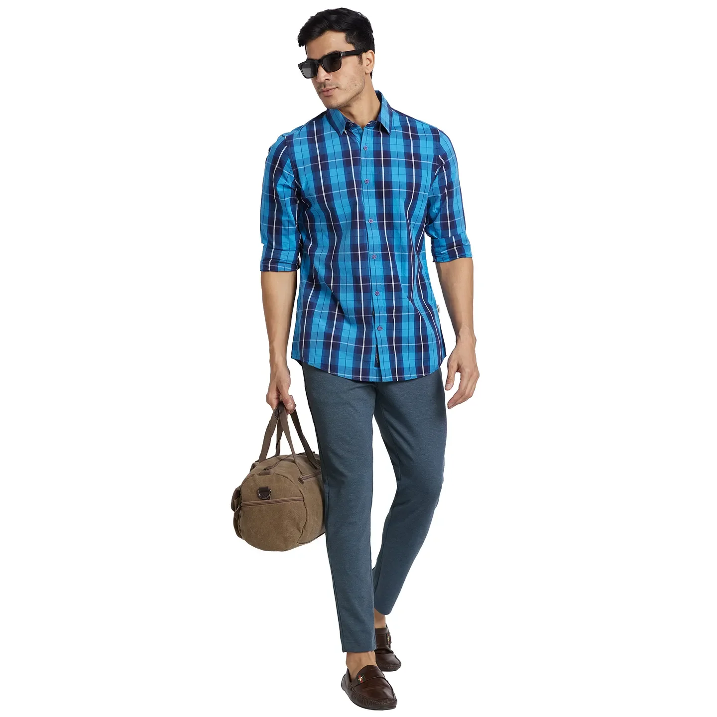 Blue Cropped Fit Men's Chinos by Being Human Clothing - Image 7