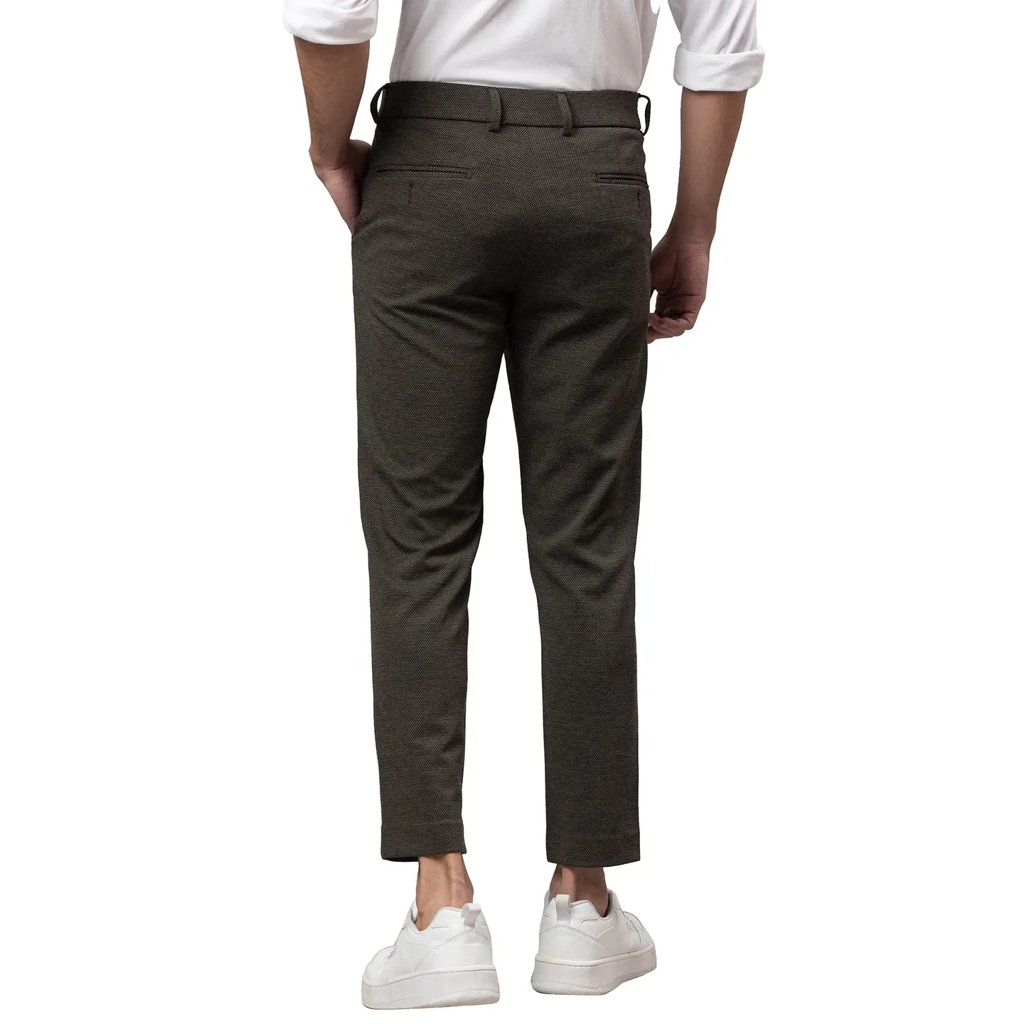 Brown Cropped Fit Men's Chinos by Being Human Clothing - Image 3