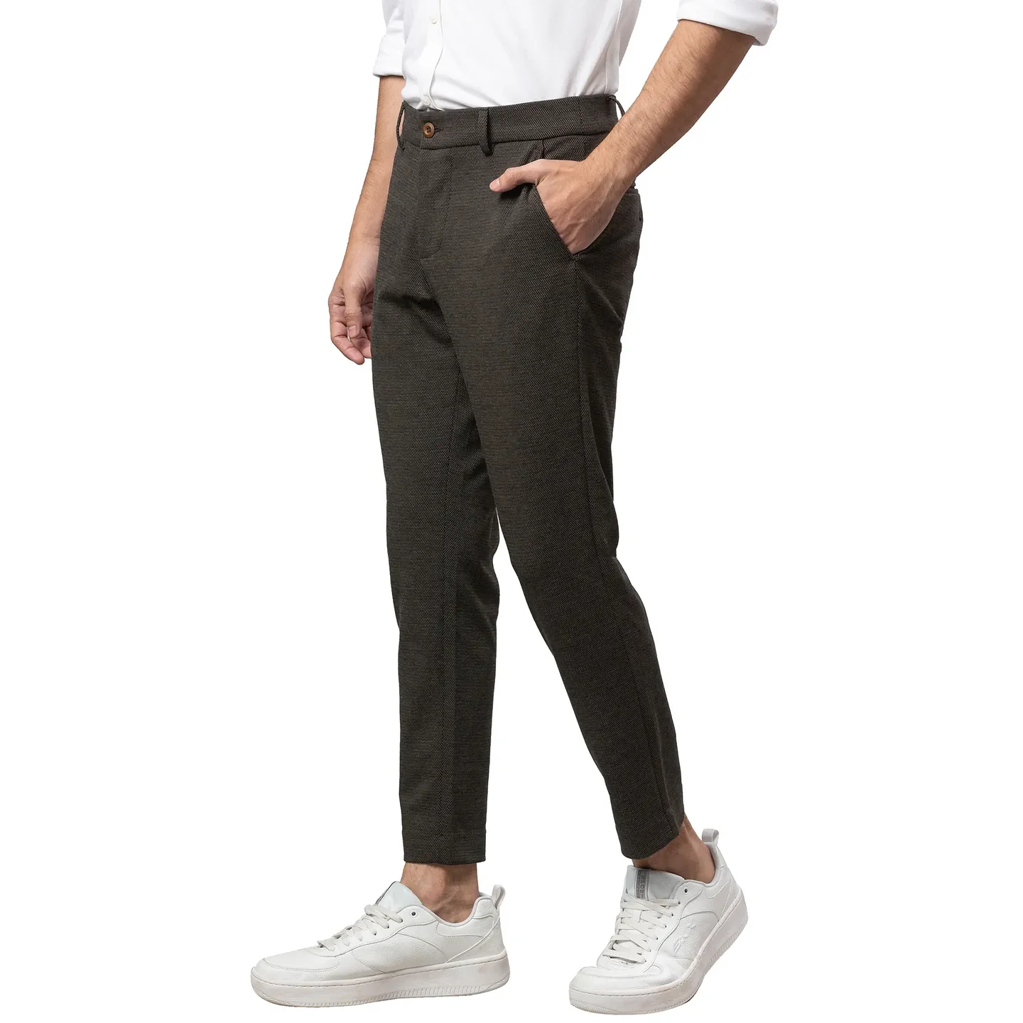 Brown Cropped Fit Men's Chinos by Being Human Clothing - Image 4