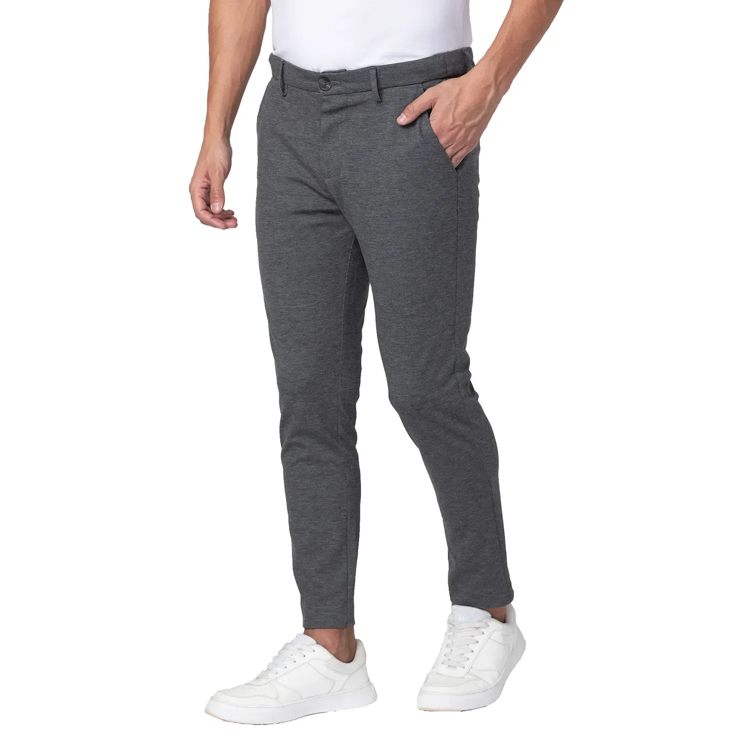 Grey Cropped Fit Men's Chinos by Being Human Clothing - Image 2