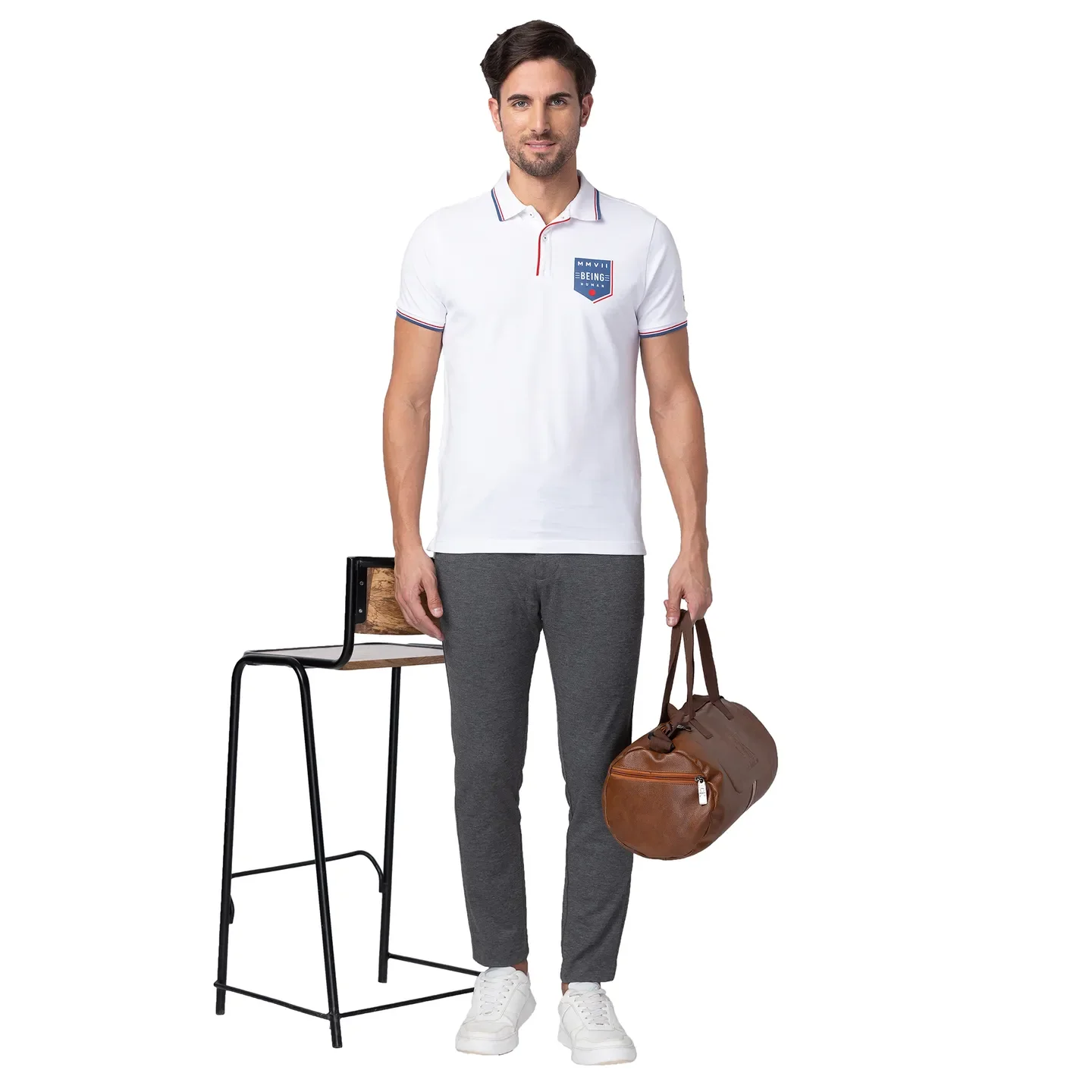 Grey Cropped Fit Men's Chinos by Being Human Clothing - Image 5