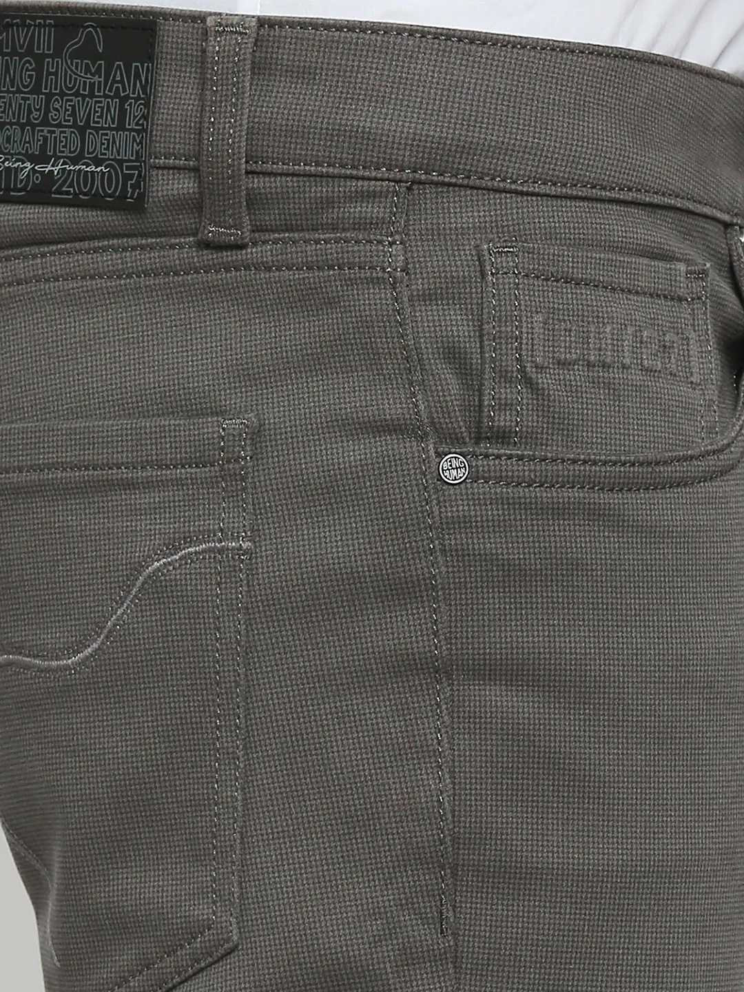Grey Cropped Fit Chinos For Men By Being Human Clothing - Image 5