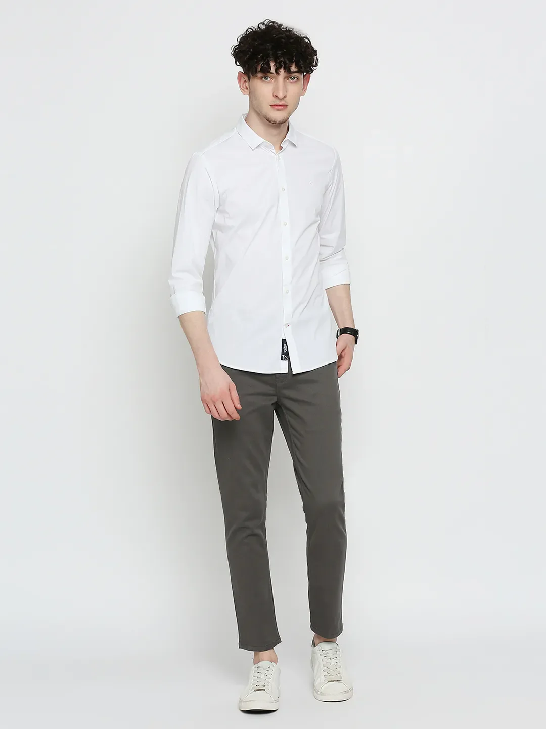 Grey Cropped Fit Chinos For Men By Being Human Clothing - Image 6