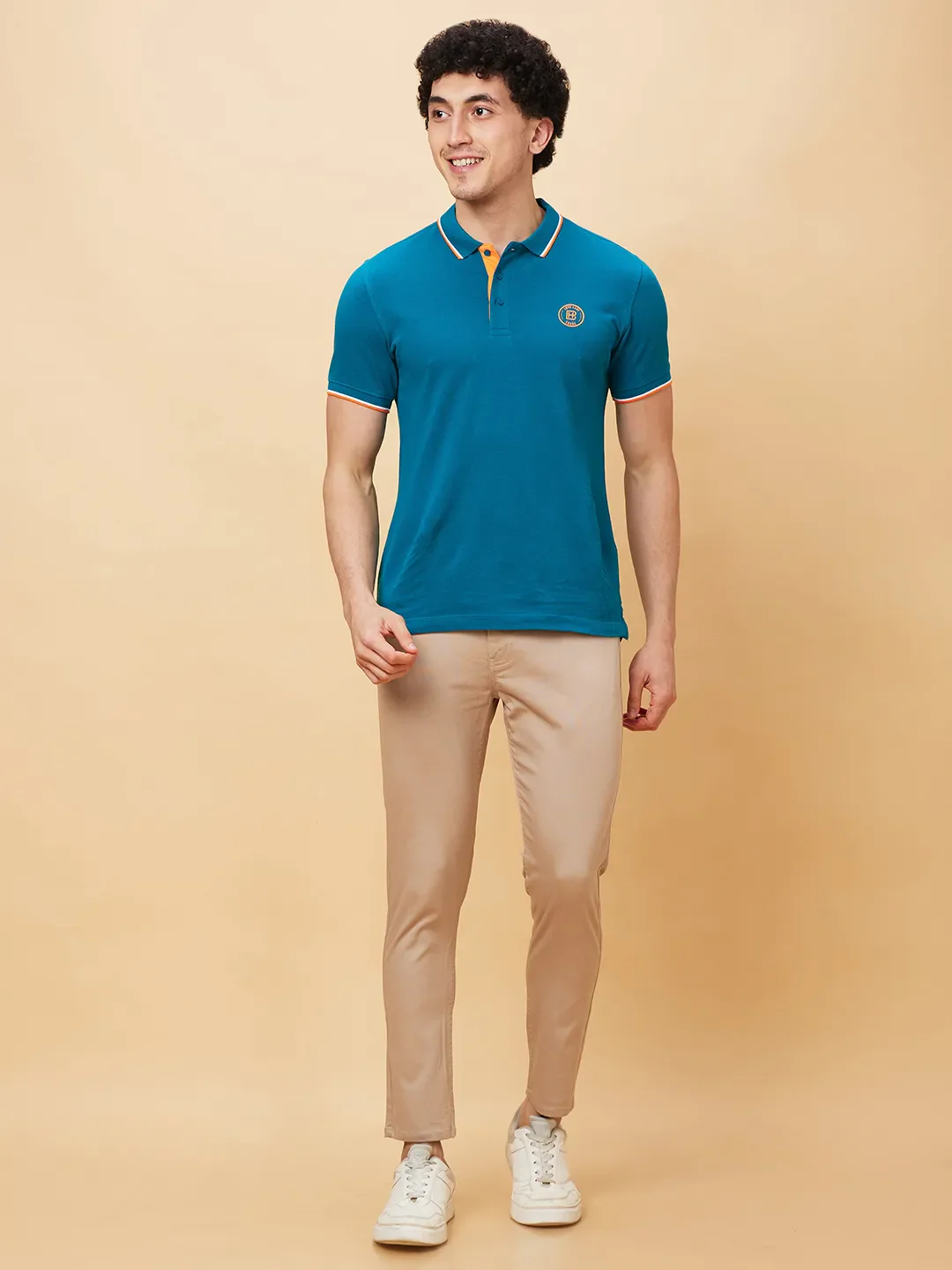 Beige Cropped Fit Men's Chinos by Being Human Clothing - Image 2