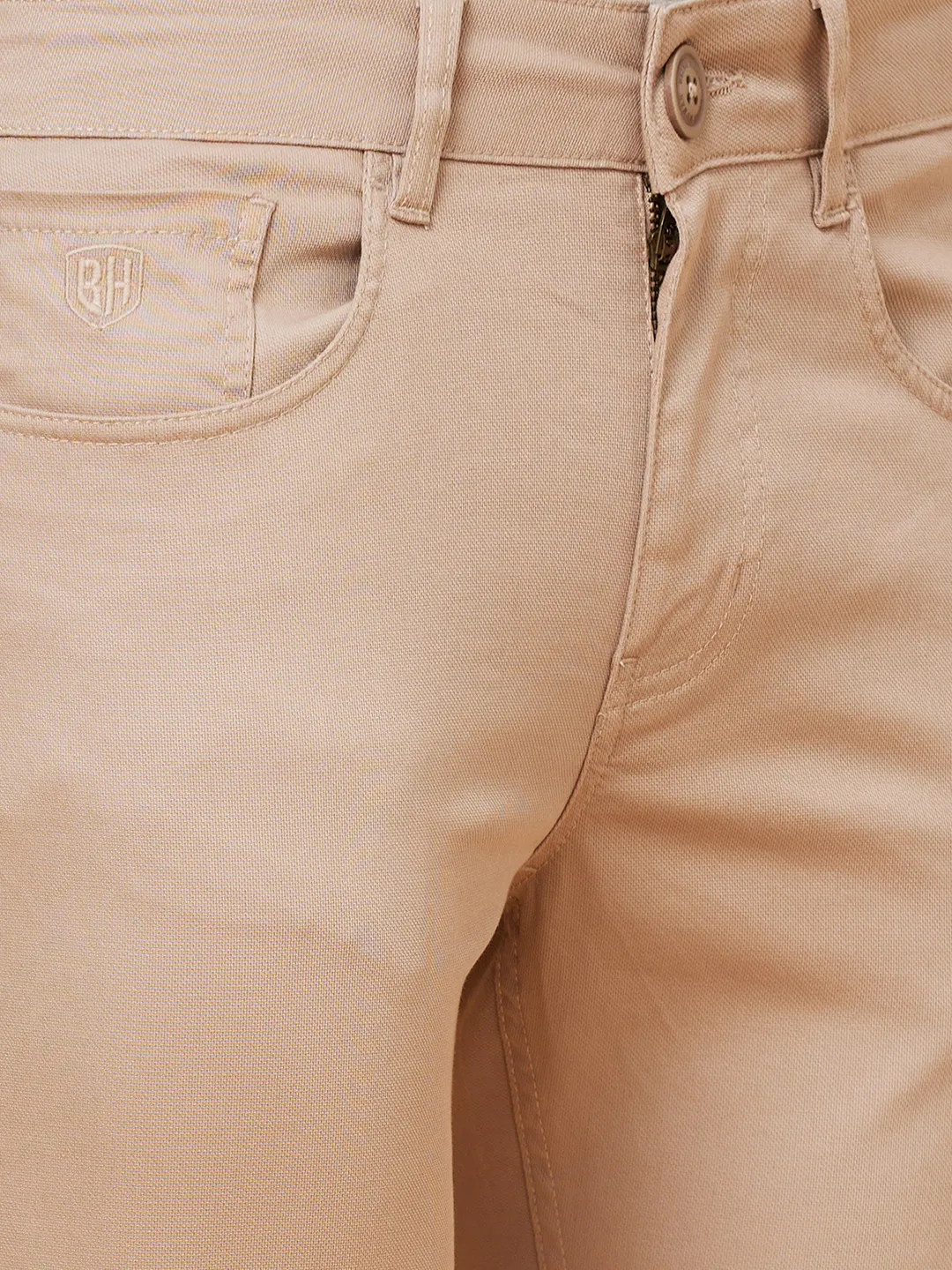 Beige Cropped Fit Men's Chinos by Being Human Clothing - Image 5