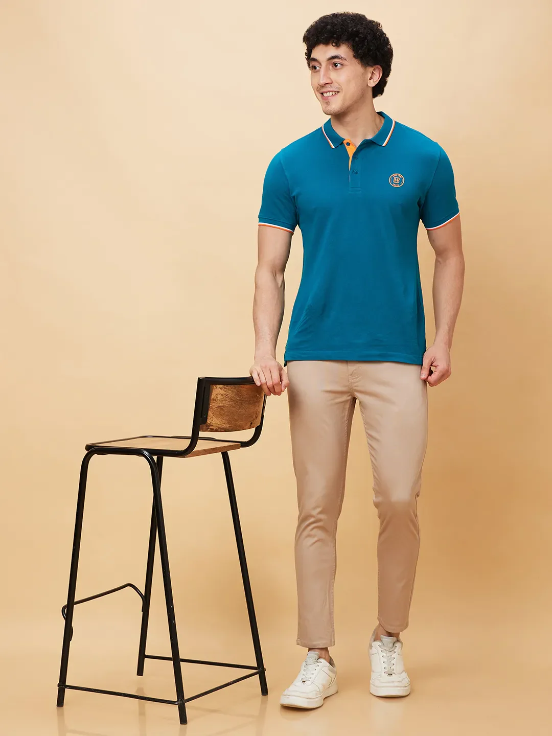 Beige Cropped Fit Men's Chinos by Being Human Clothing - Image 7