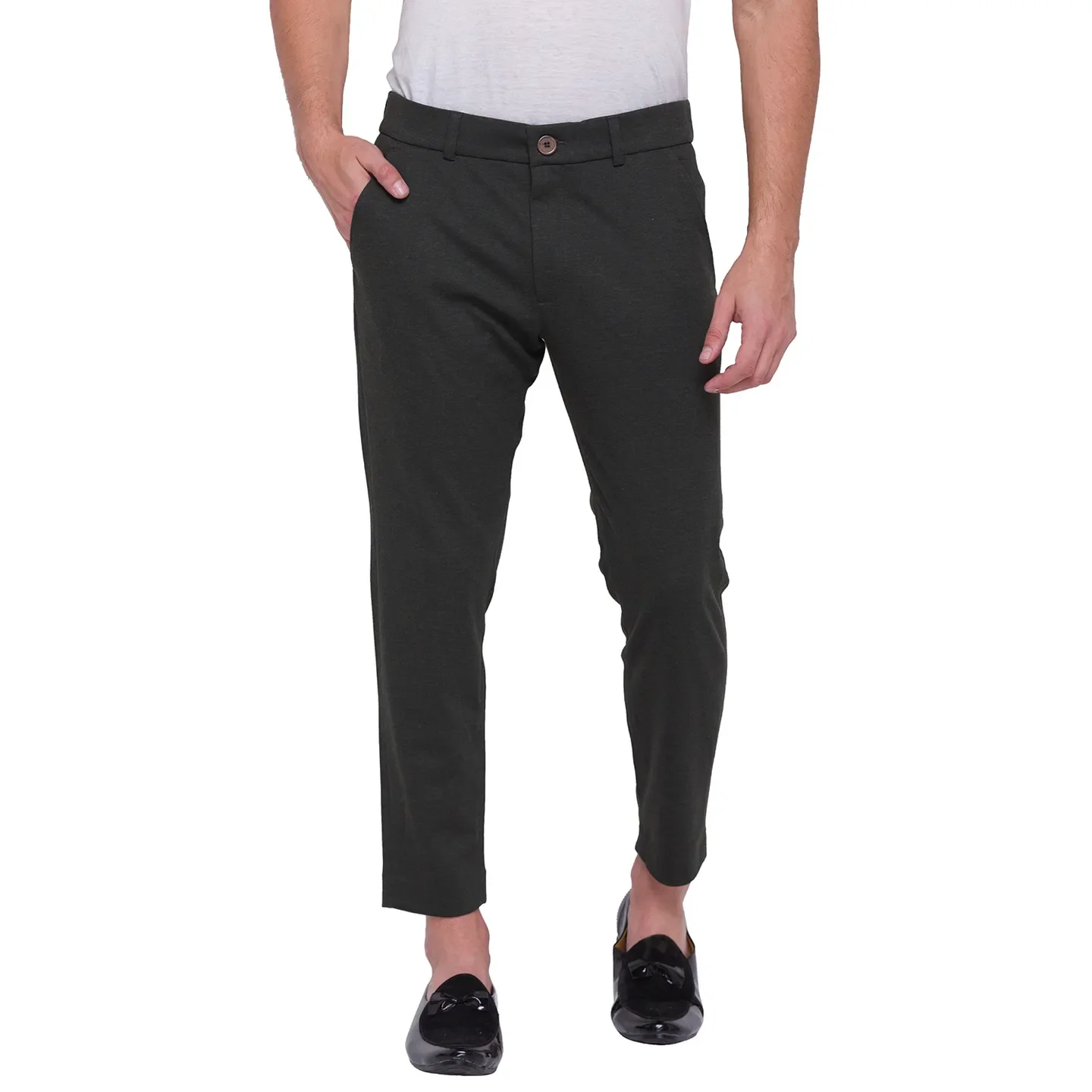Green Cropped Fit Men's Chinos by Being Human Clothing - Image 4