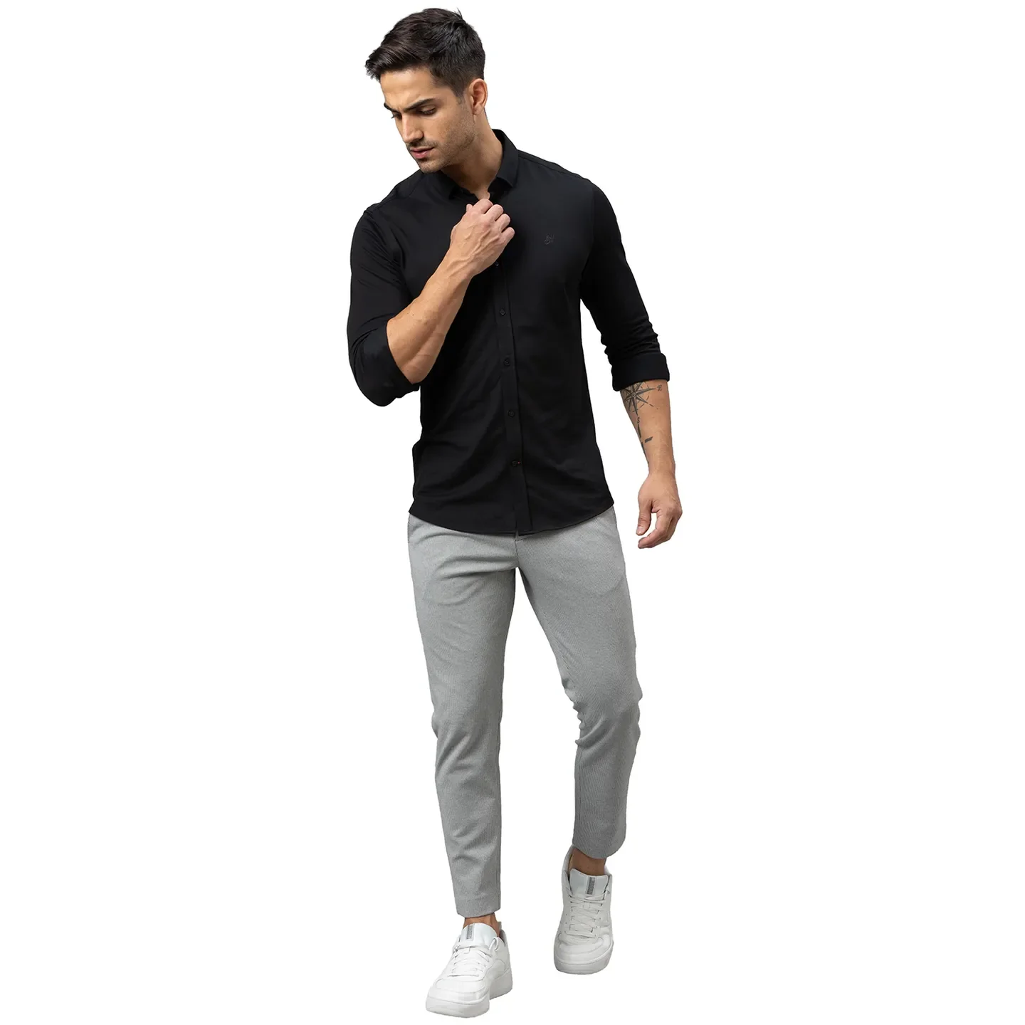 Grey Cropped Fit Men's Chinos by Being Human Clothing - Image 2