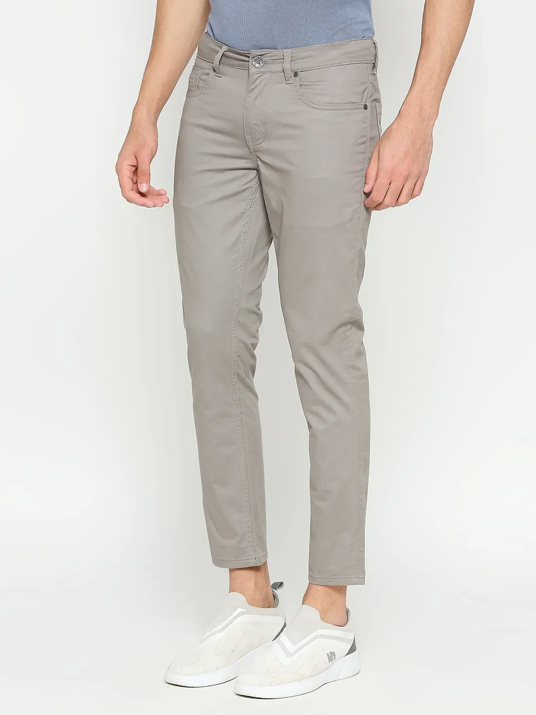 Grey Cropped Fit Men's Chinos by Being Human Clothing - Image 2