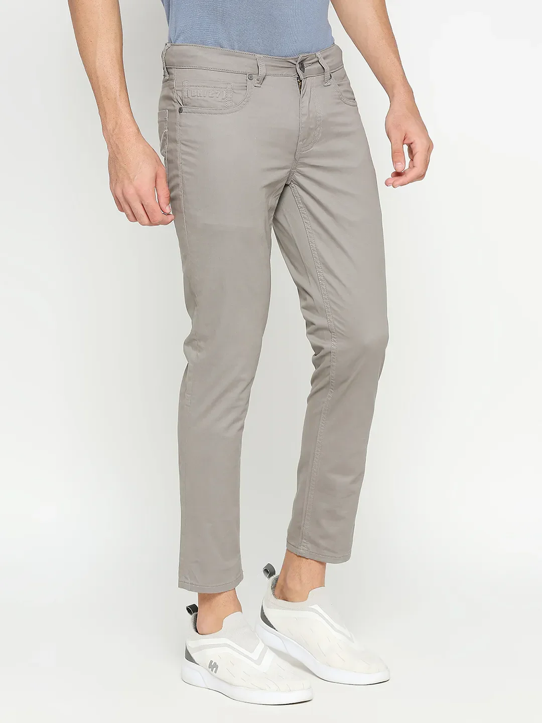 Grey Cropped Fit Men's Chinos by Being Human Clothing - Image 3