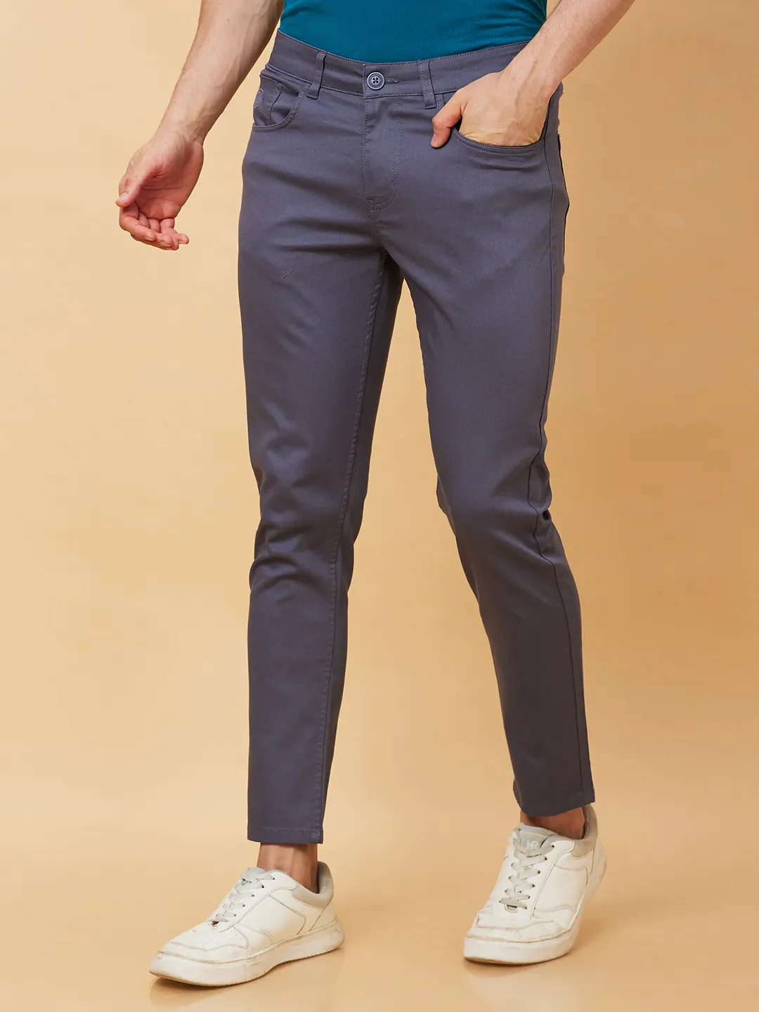 Grey Cropped Fit Men's Chinos by Being Human Clothing - Image 4