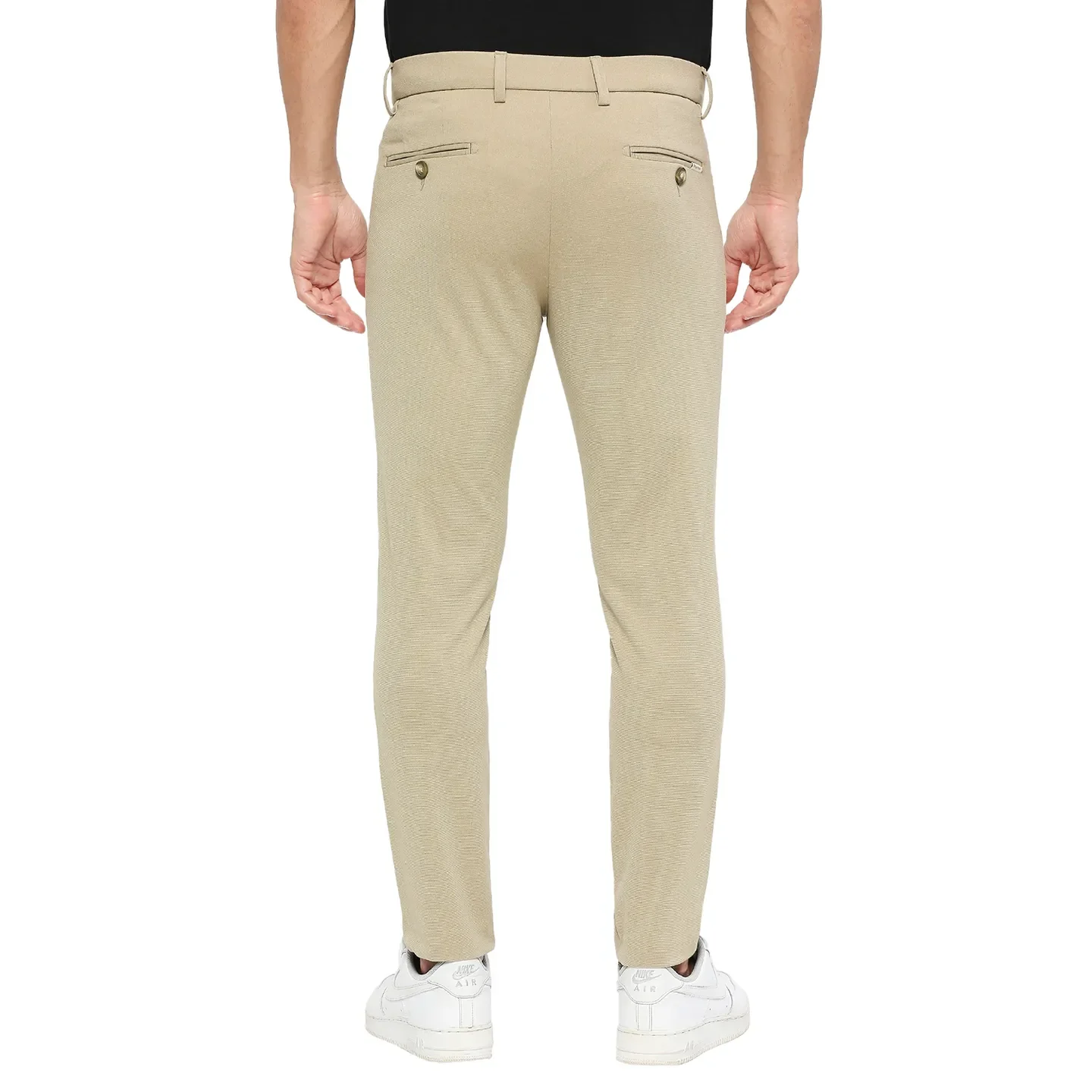 Khaki Cropped Fit Chinos For Men By Being Human Clothing - Image 4